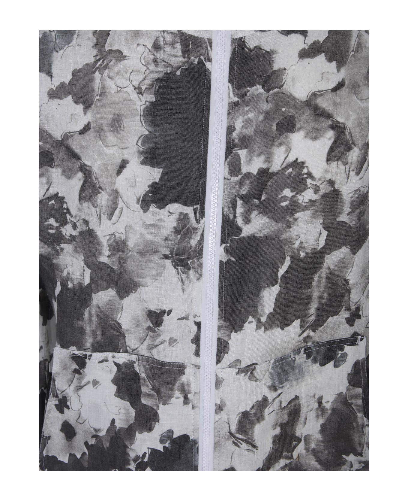 Kiton Zip Hoodie With Grey/white Pattern - White