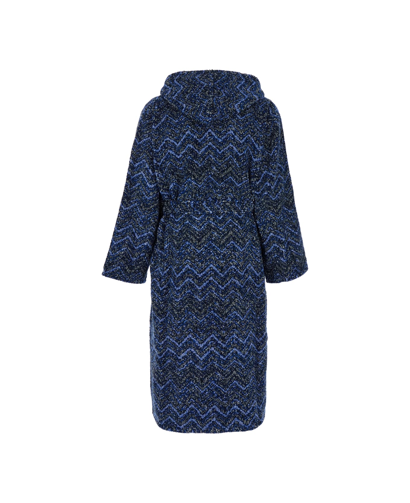 Missoni 'azul' Blue Bathrobe With Zig Zag Motif In Cotton - Blu