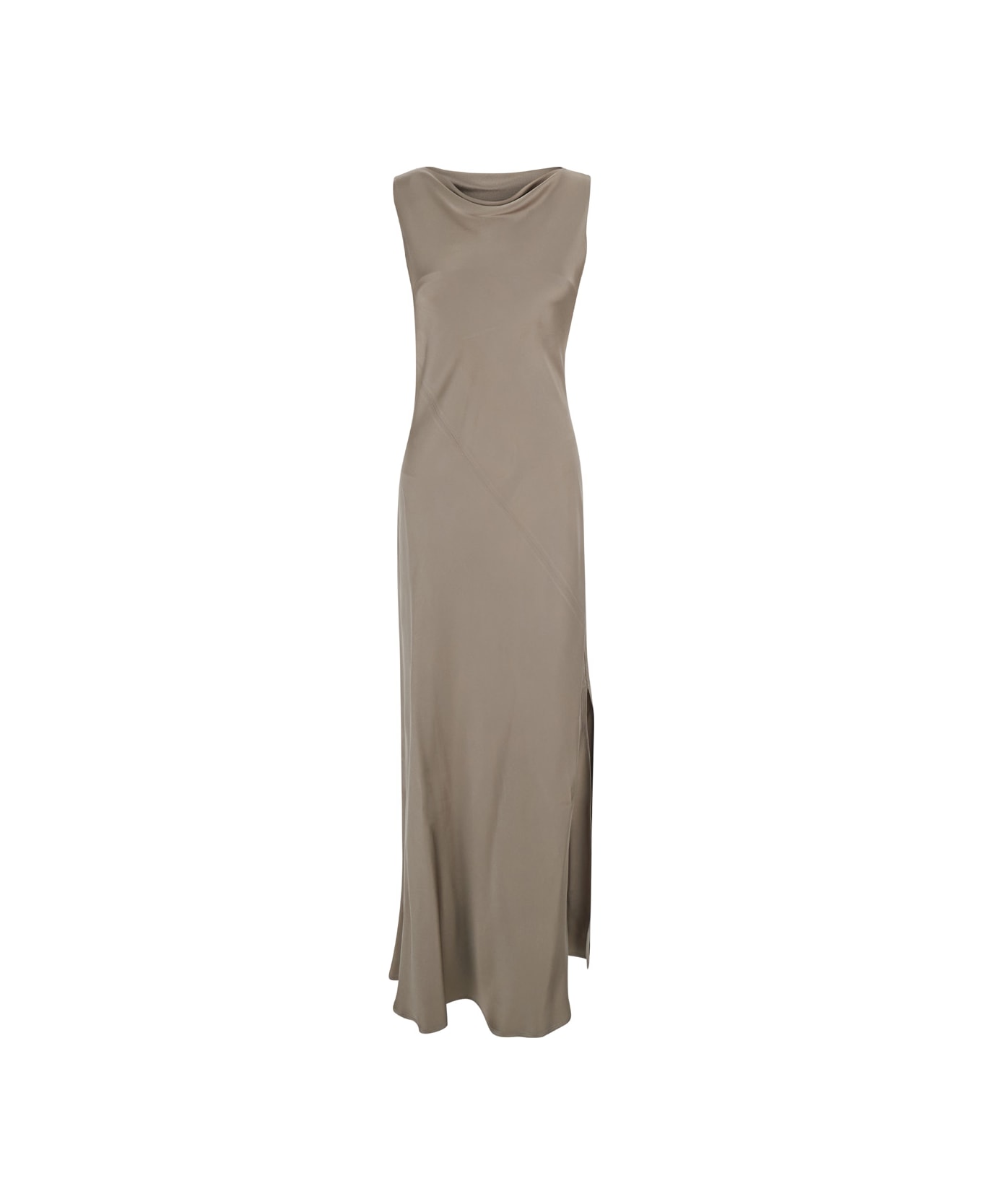 Antonelli 'montereal' Grey Long Dress With Draped Neck In Satin Woman - Grey ワンピース＆ドレス