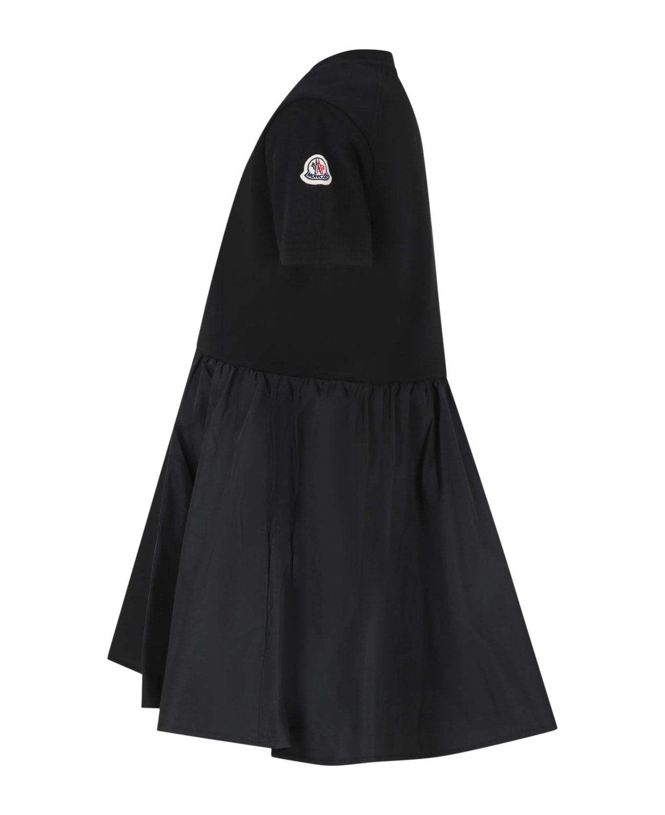 Moncler Black Dress For Girl With Logo - Black