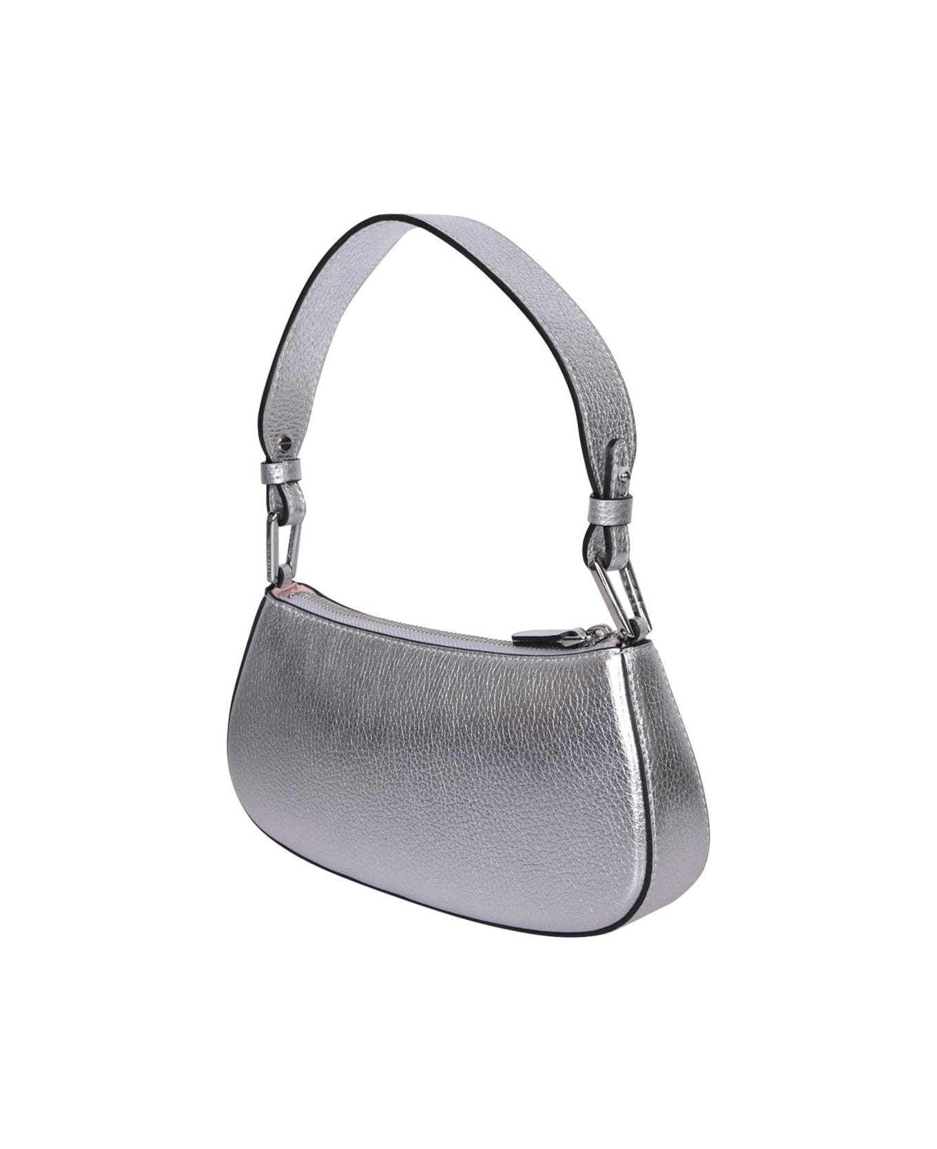 Coccinelle Logo Stamp Zipped Shoulder Bag - Silver