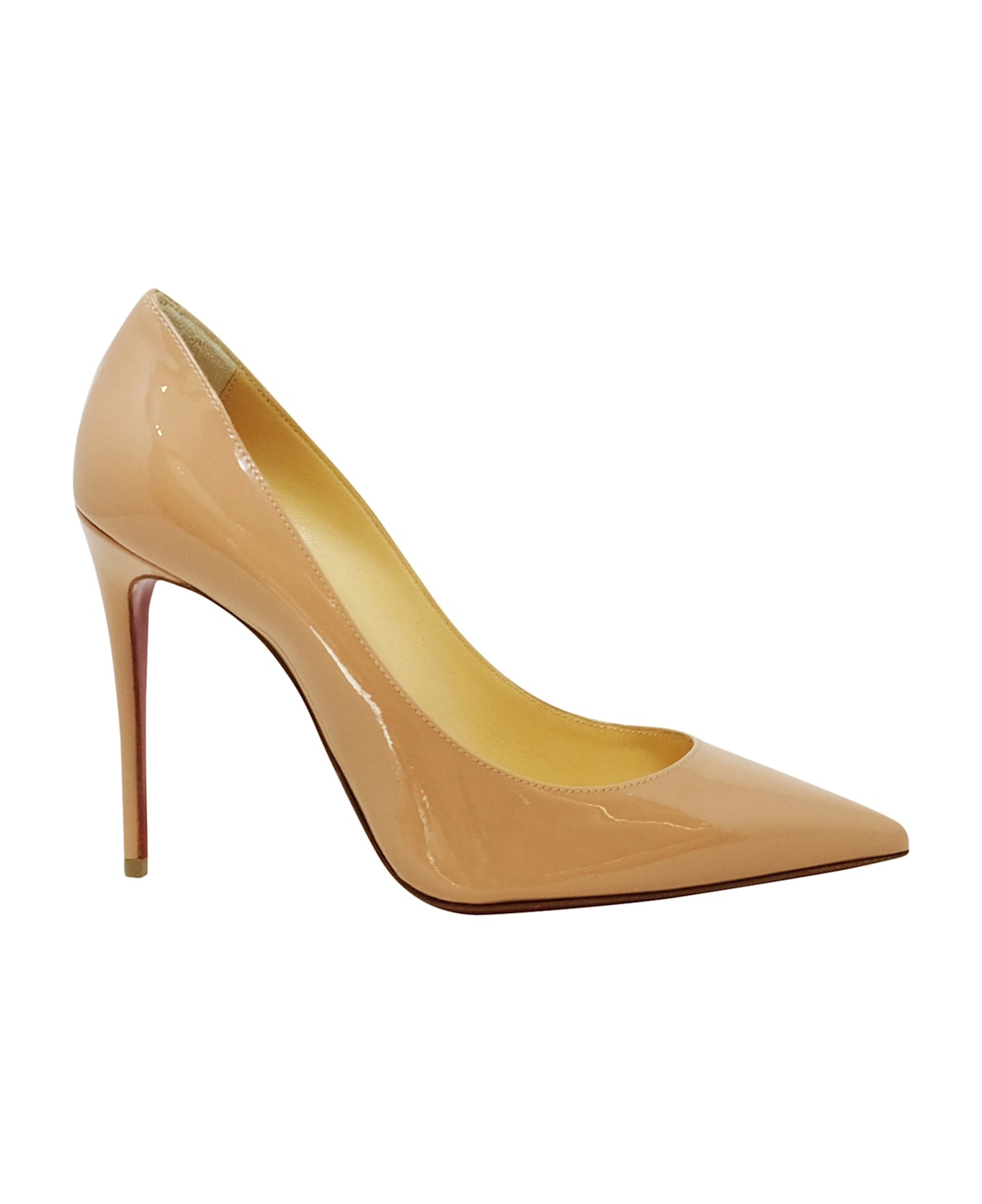 Christian Louboutin Nude Patent Kate 100 Pumps - NUDE