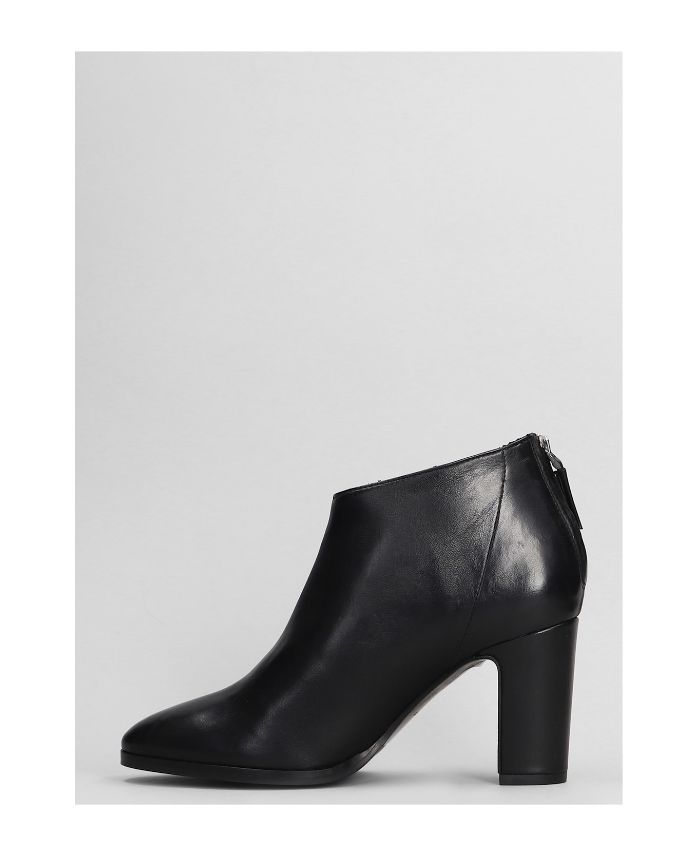 Julie Dee High Heels Ankle Boots In Black Leather - black