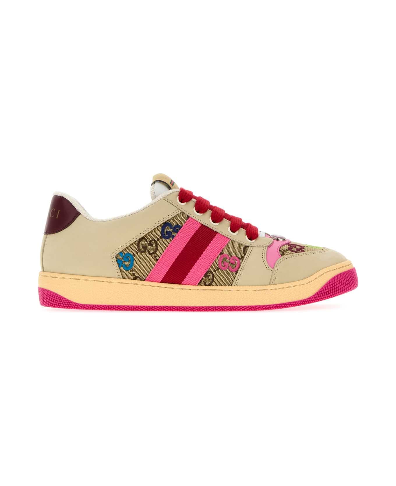 Gucci Multicolor Fabric And Leather Sneakers - MULTI