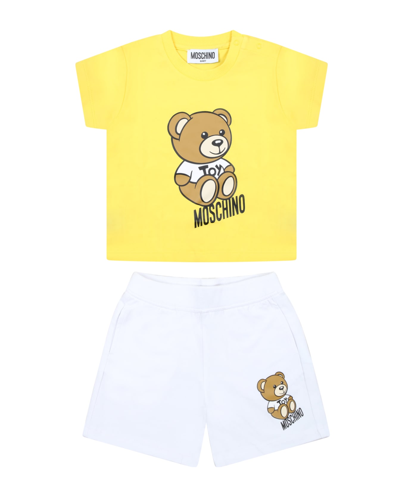 Moschino Multicolor Set For Baby Boy With Teddy Bear - Yellow