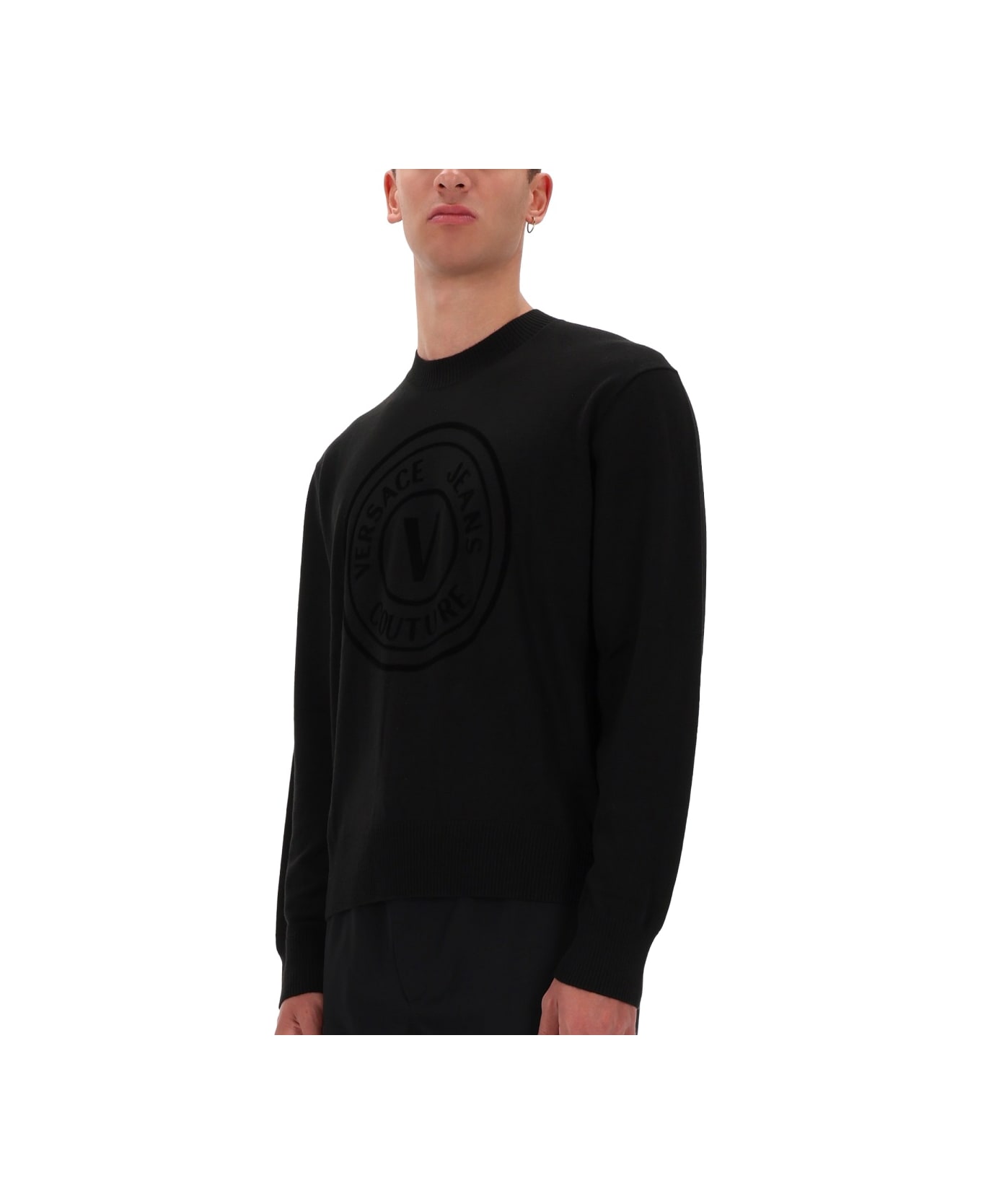 Versace Jeans Couture Jersey With V-emblem - BLACK