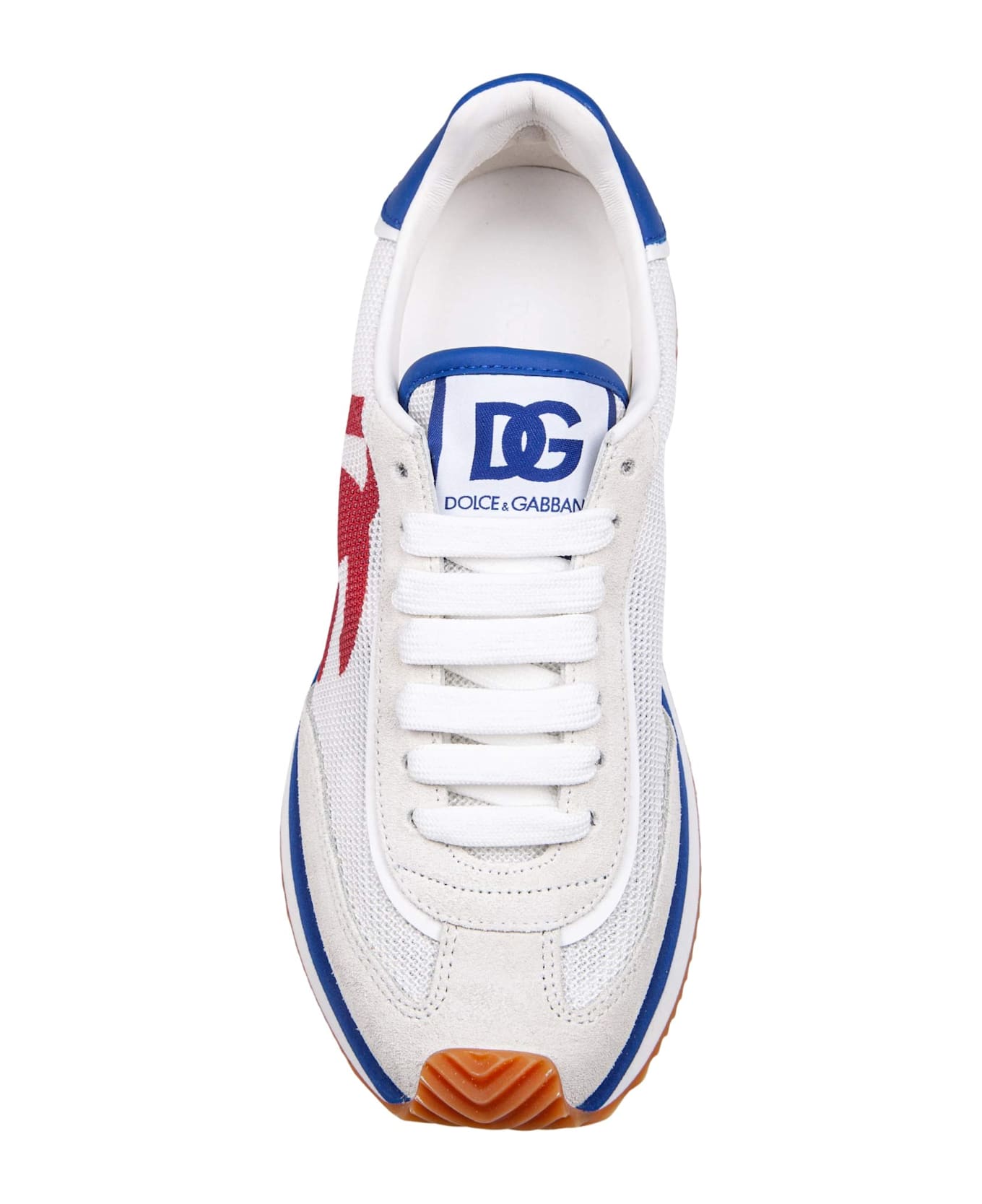 Dolce & Gabbana Cushion Sneakers In Mixed Materials White And Red Color - White/Red