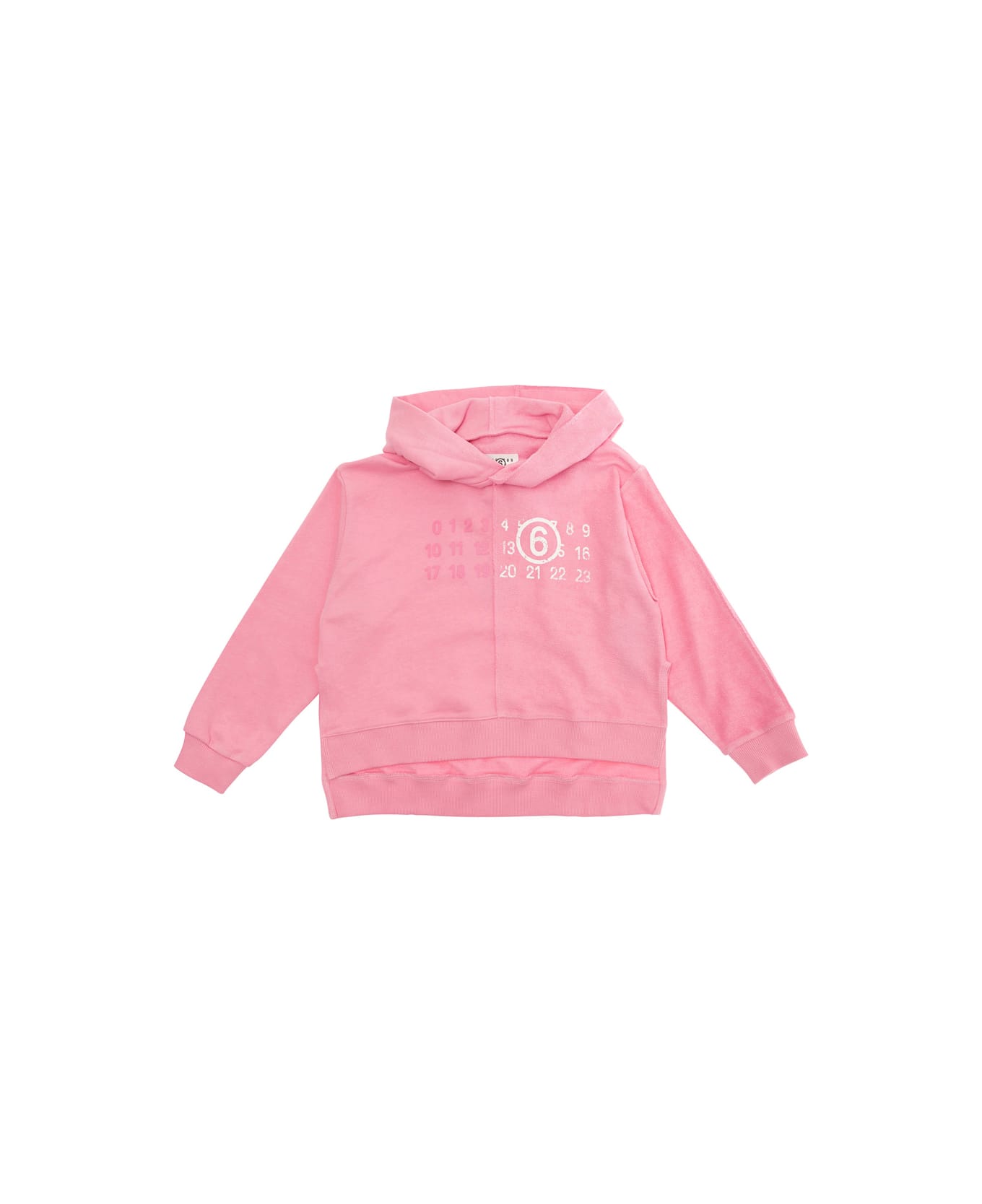 MM6 Maison Margiela Pink Hooded Sweatshirt With Logo Print On The Front In Cotton Girl - Pink