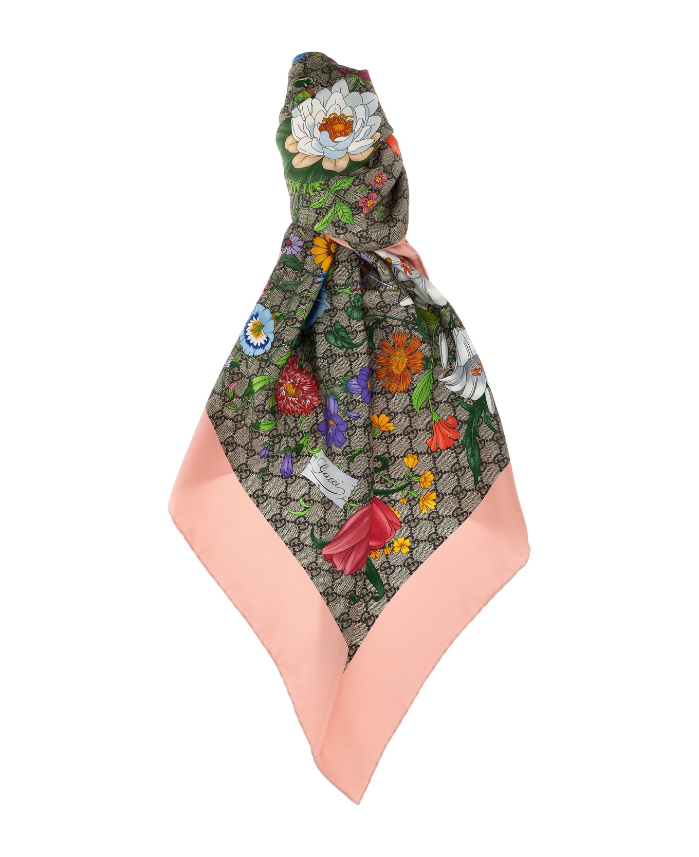 Gucci 'gg Flora' Scarf - Beige/pink
