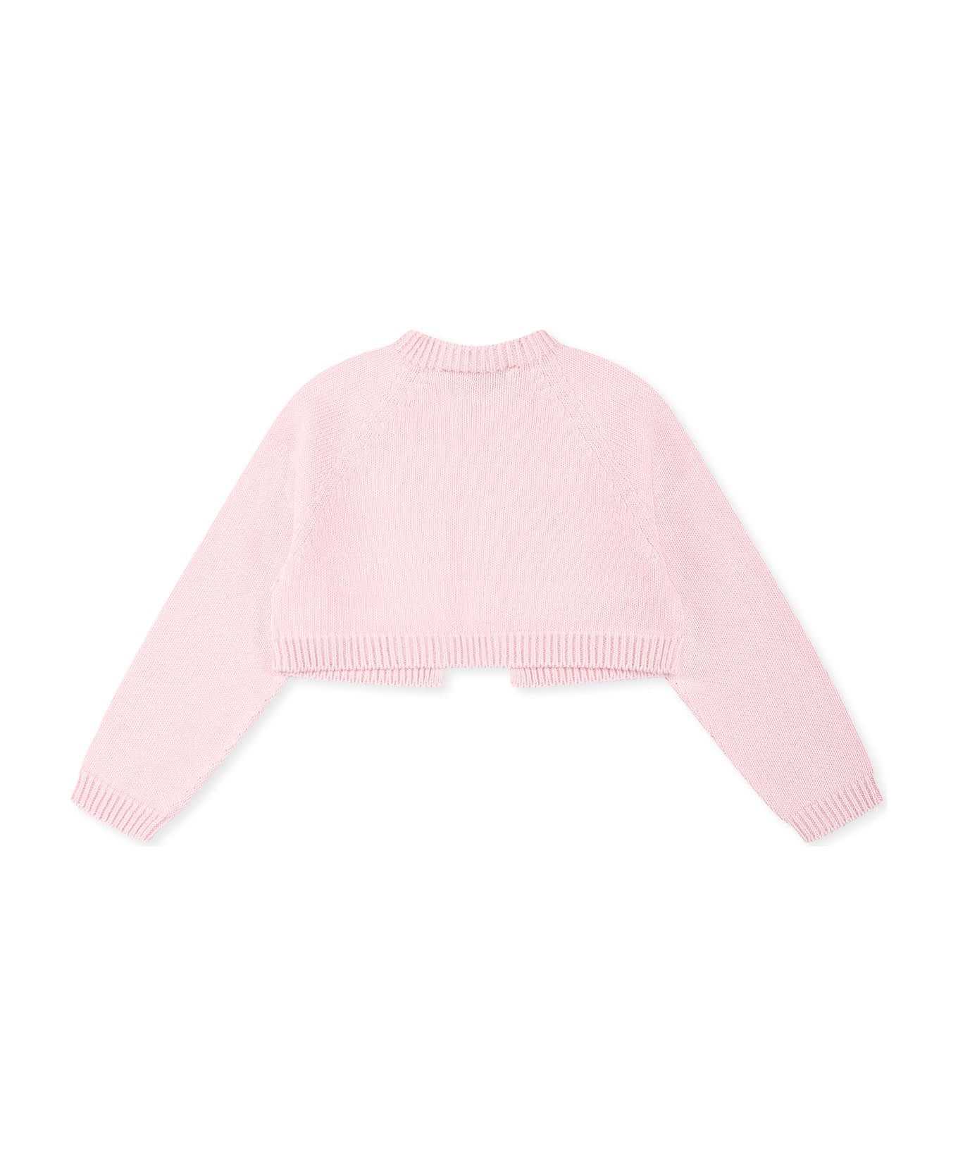 Monnalisa Pink Cardigan For Baby Girl With Logo - Pink