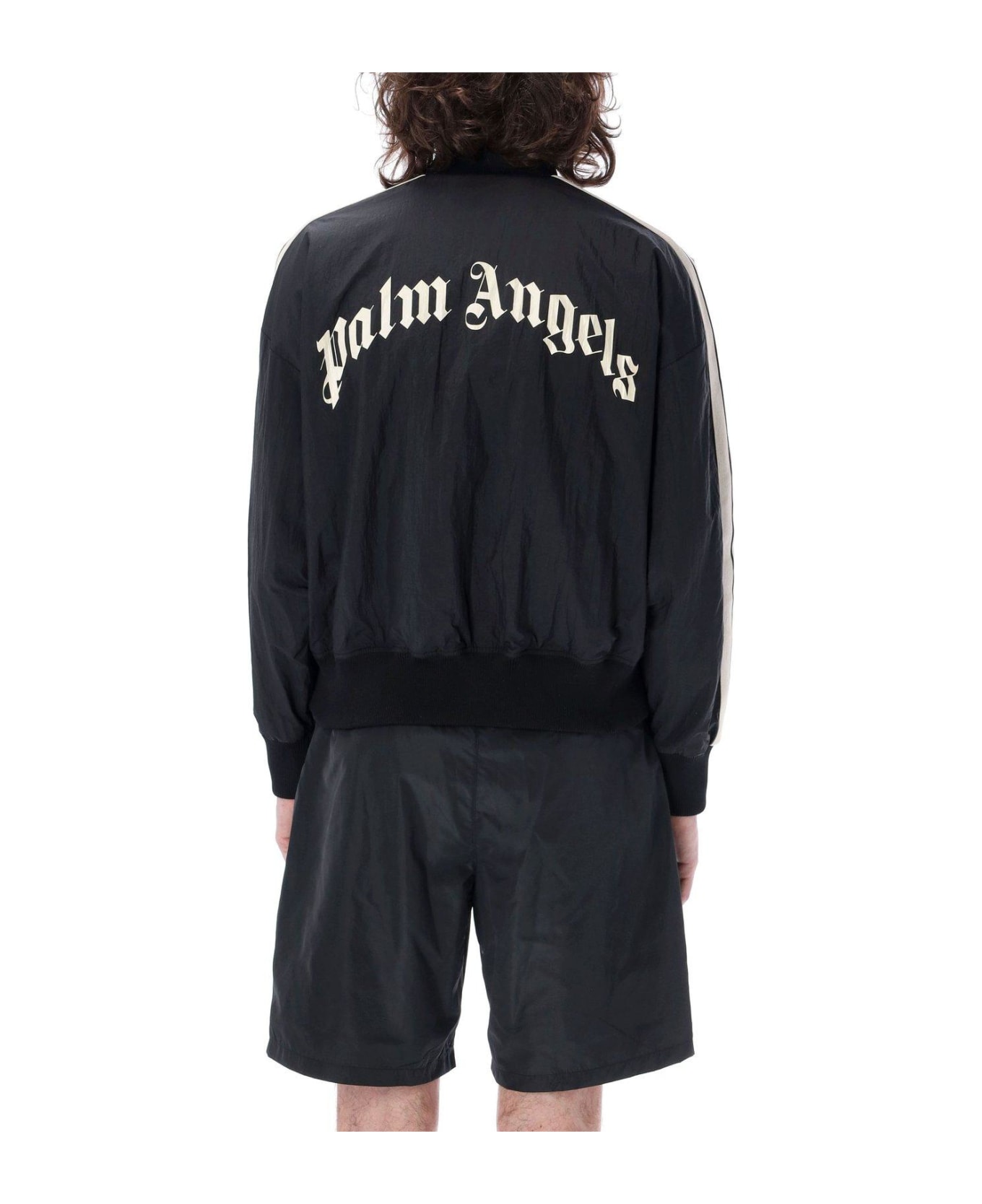 Palm Angels Logo Printed Long-sleeved Jacket - BLACK