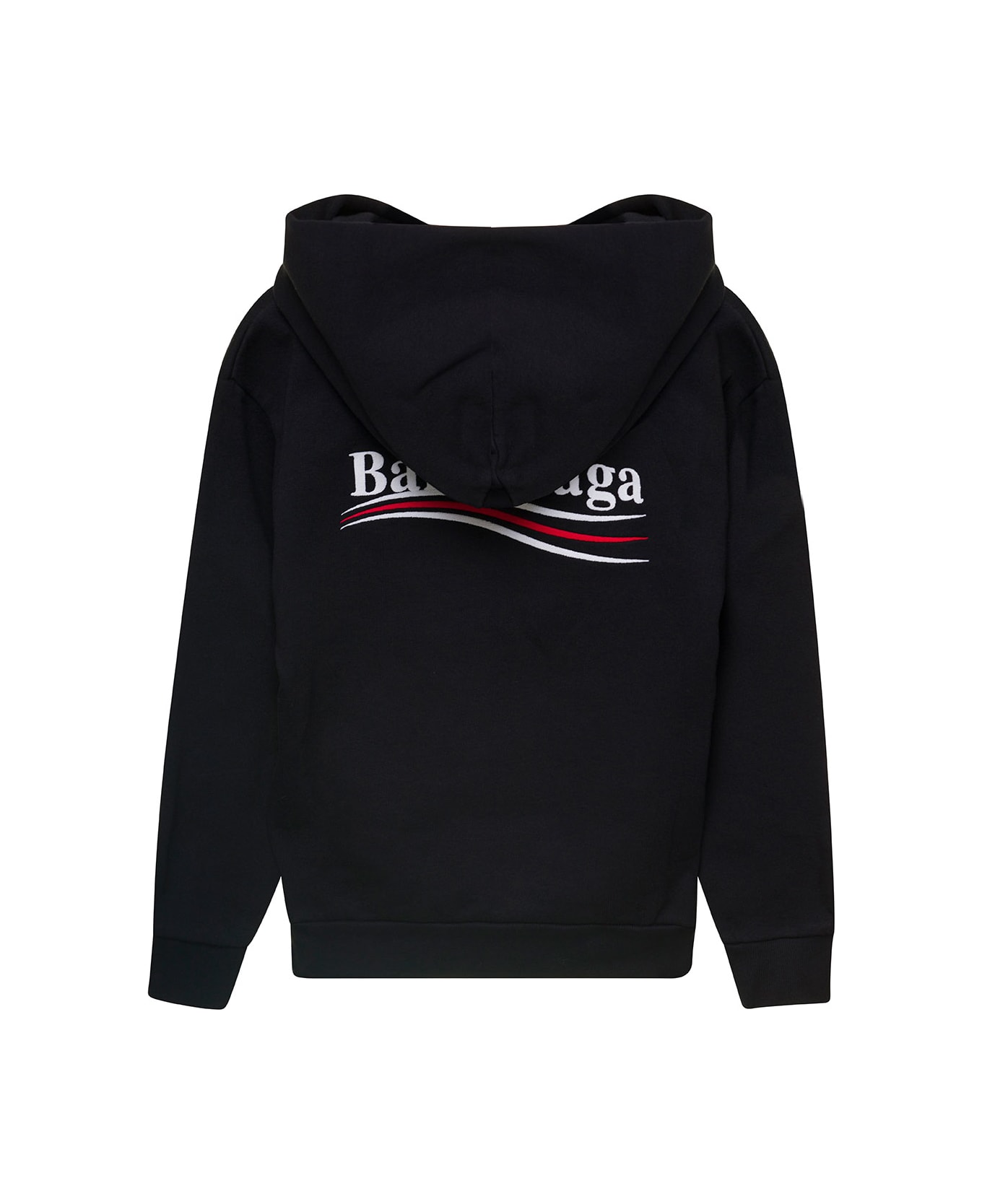Balenciaga Black Hoodie With Logo Print On The Front And Back In Cotton Girl - Black