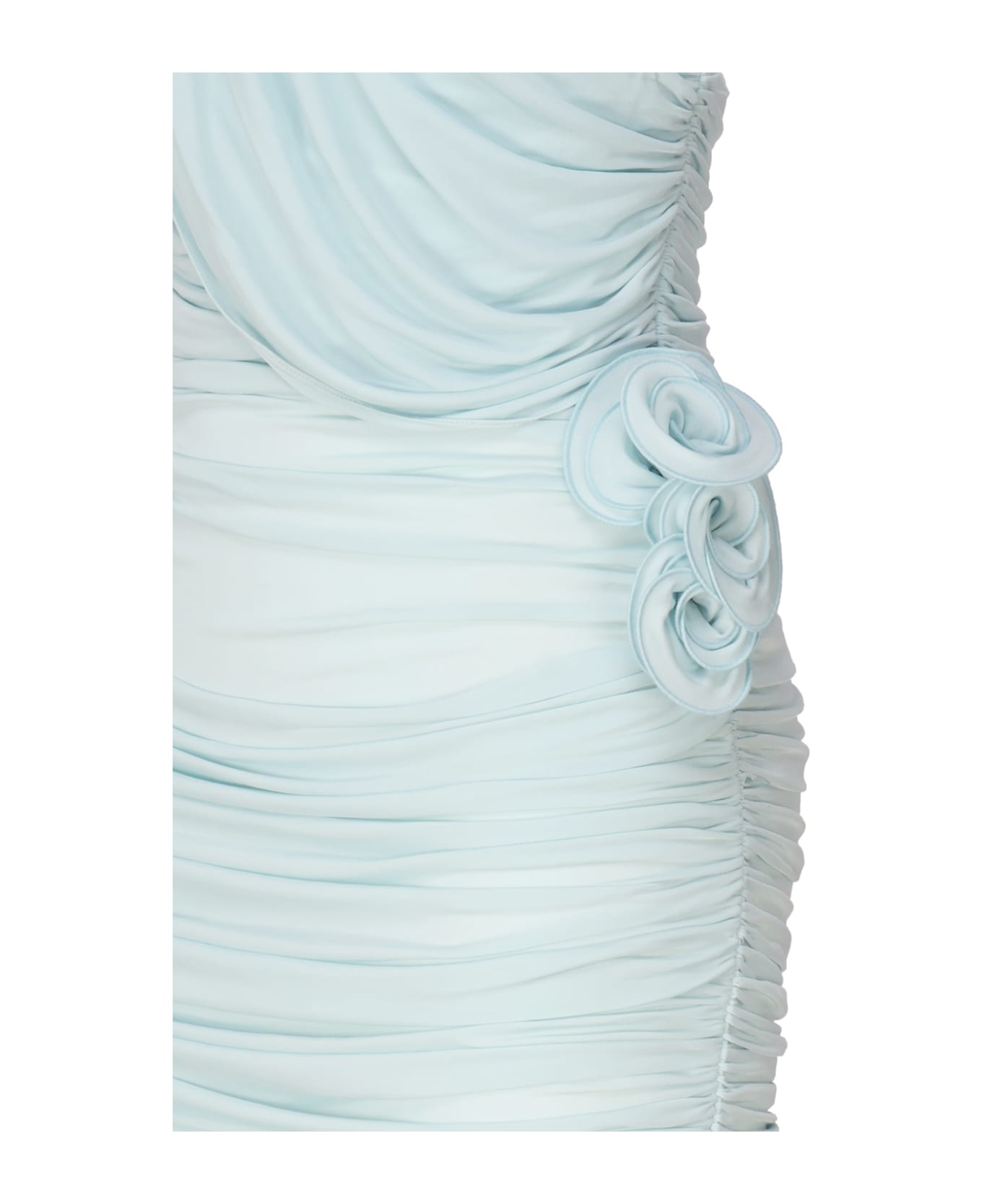 Magda Butrym Mini Dress With Wrap Neckline In Blue - Light blue