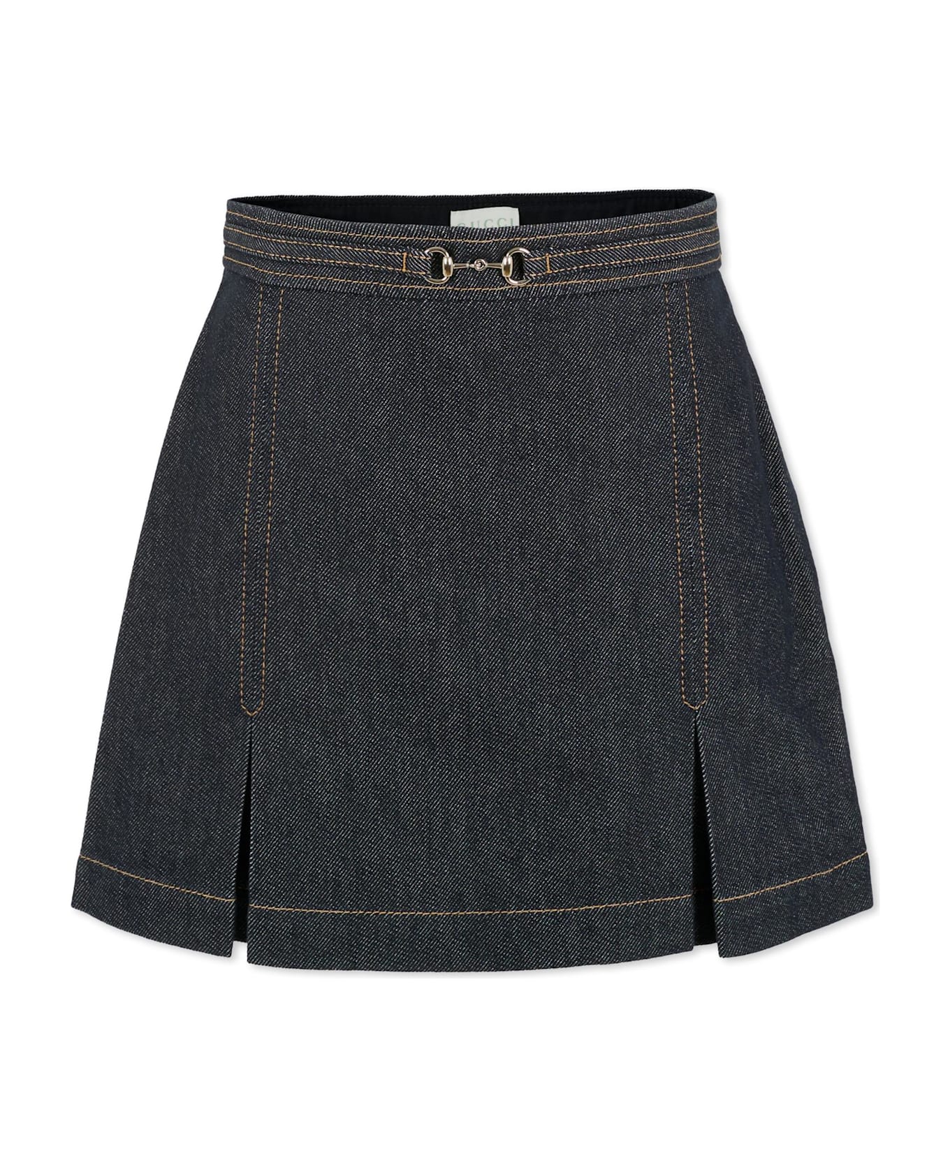 Gucci Denim Skirt For Girl With Horsebit - Denim
