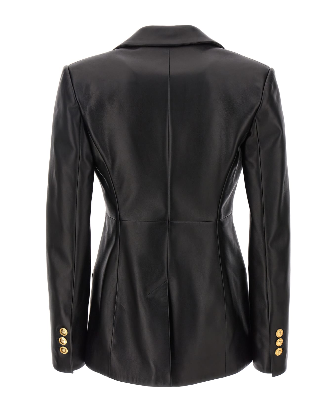 Versace Single-breasted Leather Blazer - Black