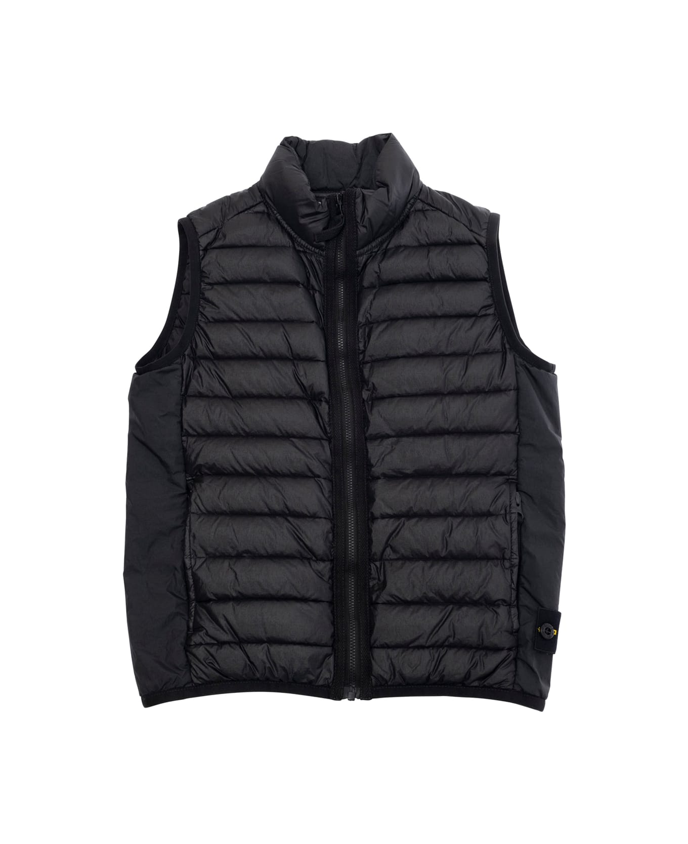 Stone Island Junior Black Sleeveless Down Jacket With Logo Patch On The Front In Tech Fabric Boy - Black