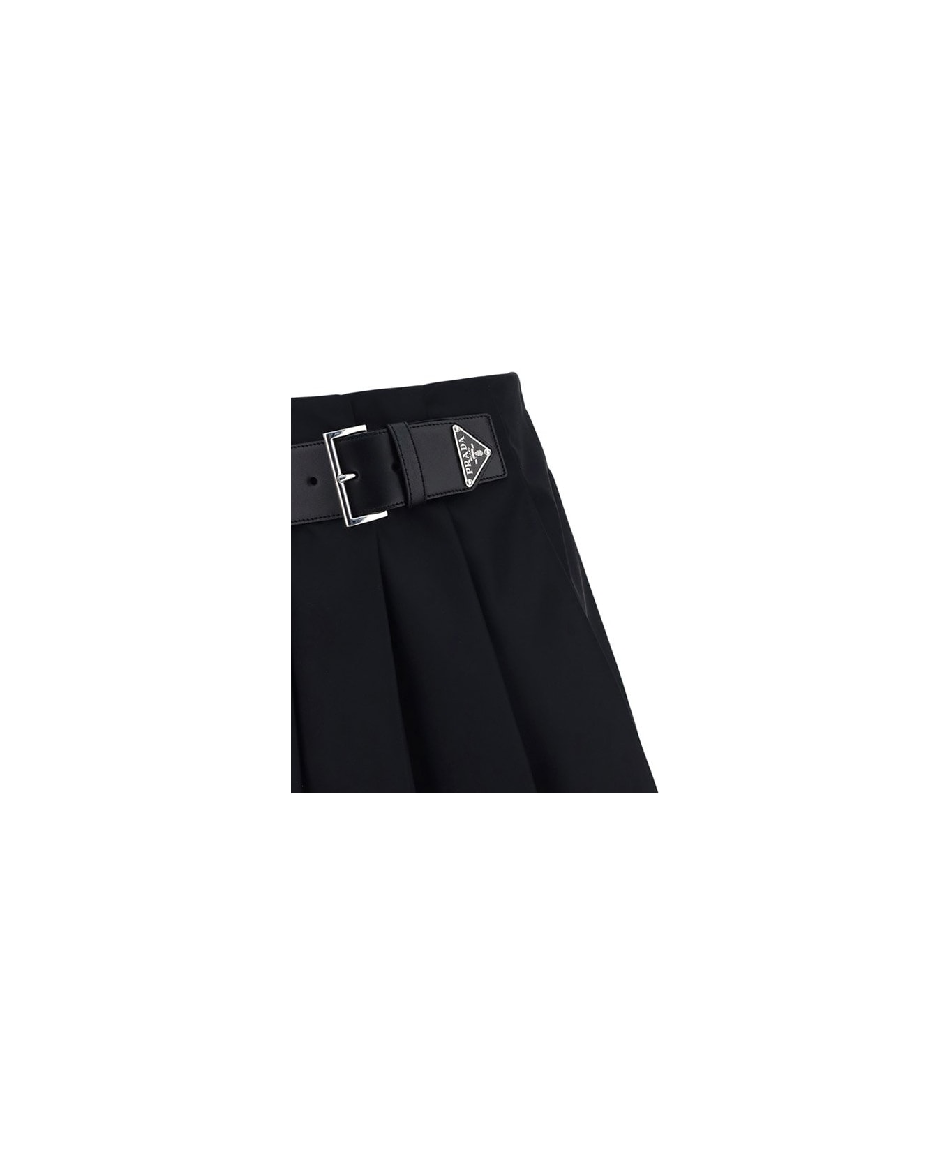 Prada Logo Detailed Pleated Mini Skirt - Nero