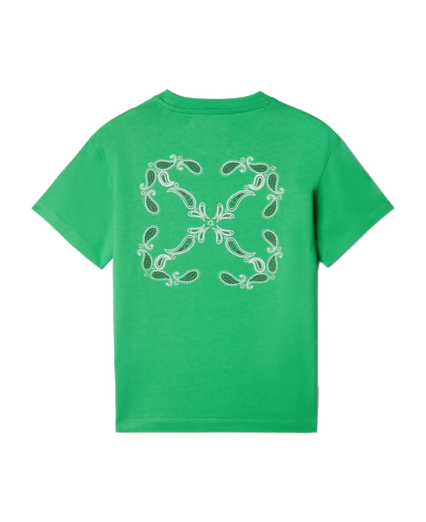 Off-White T-shirt With Bandana Motif - Green