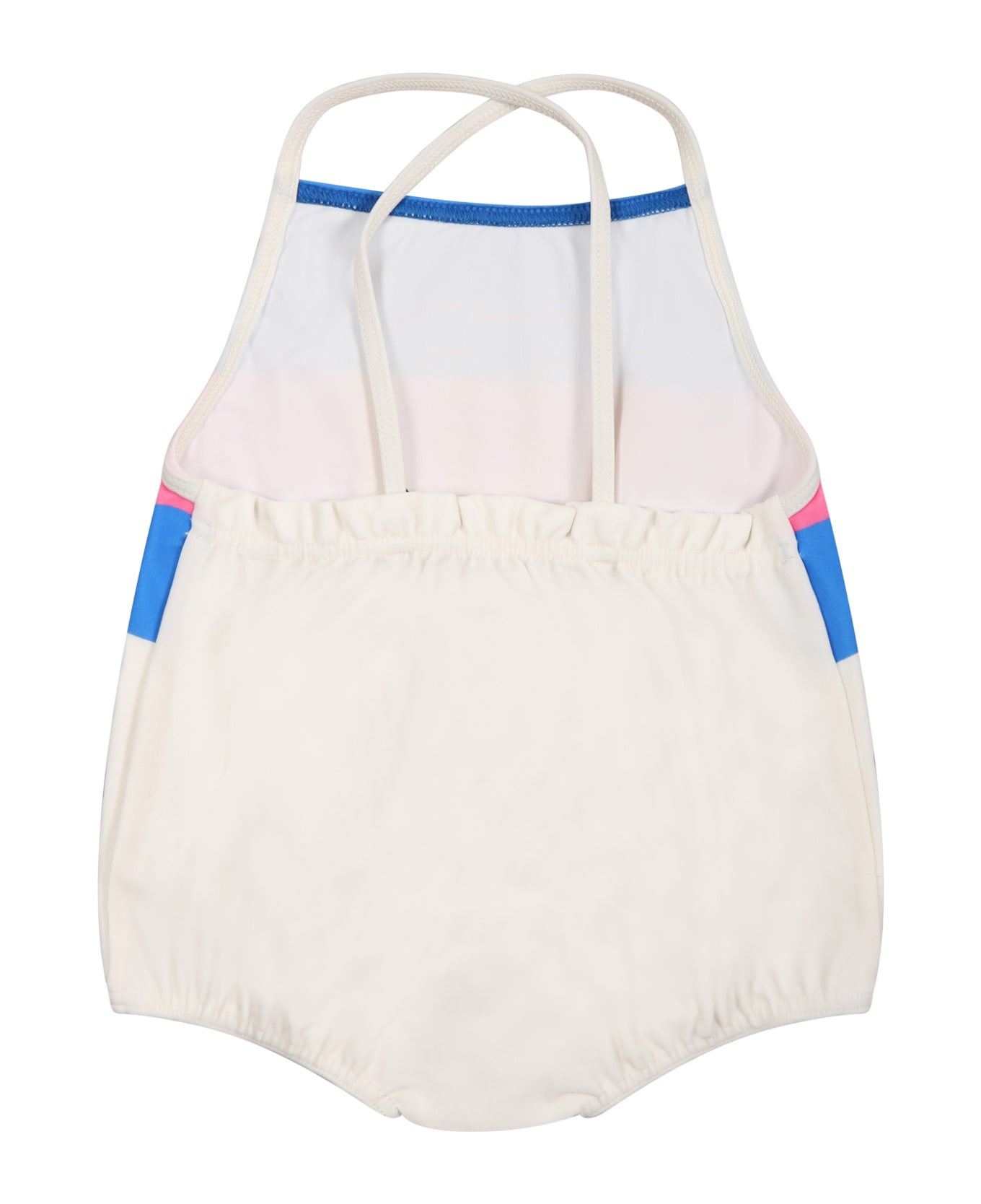 Gucci Ivory Swimssuit For Baby Girl With Vinatge Print And Iconic Double Gg - Multicolor 水着
