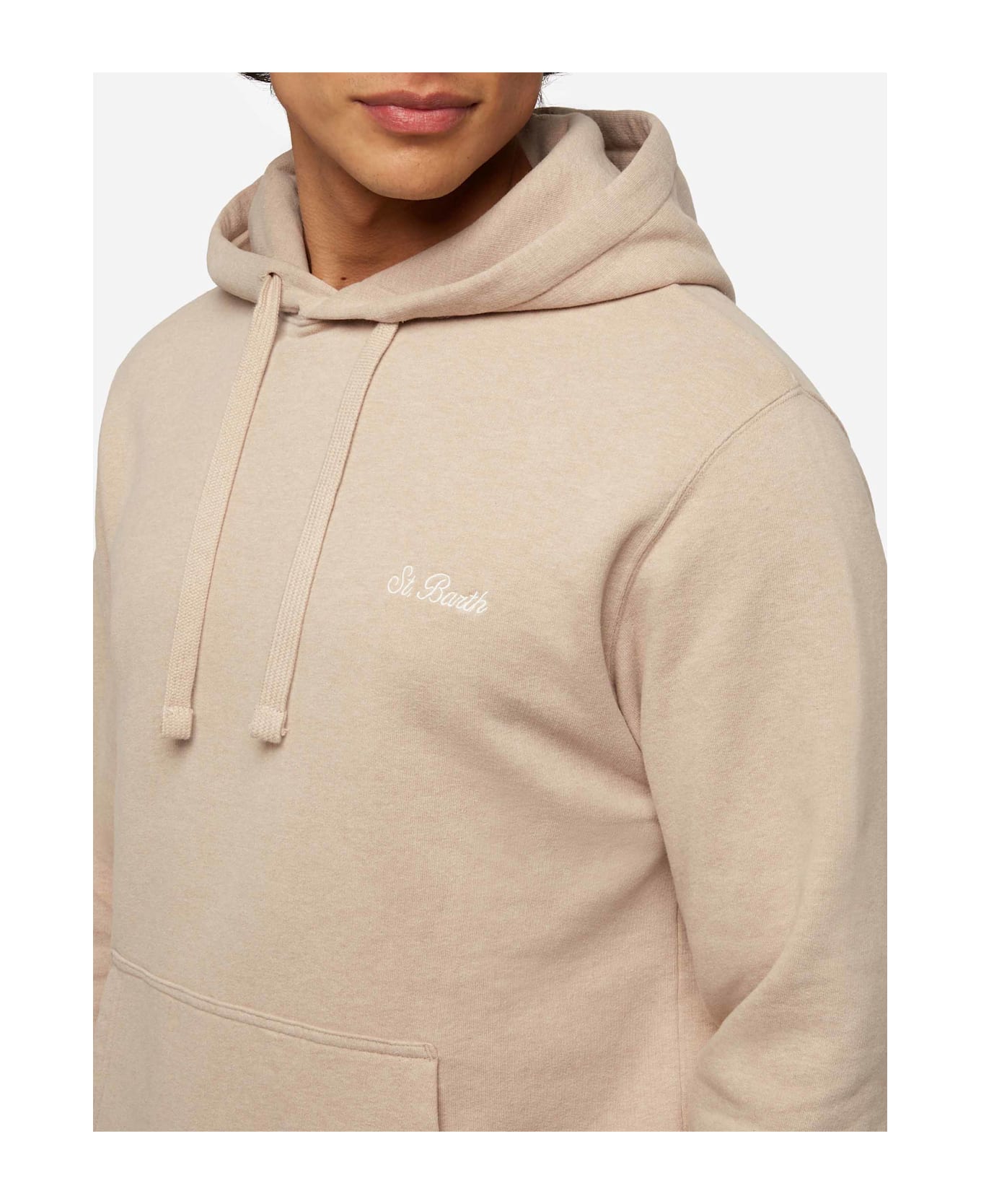 MC2 Saint Barth Mélange Beige Sweatshirt Tribeca With St. Barth Embroidery - WHITE