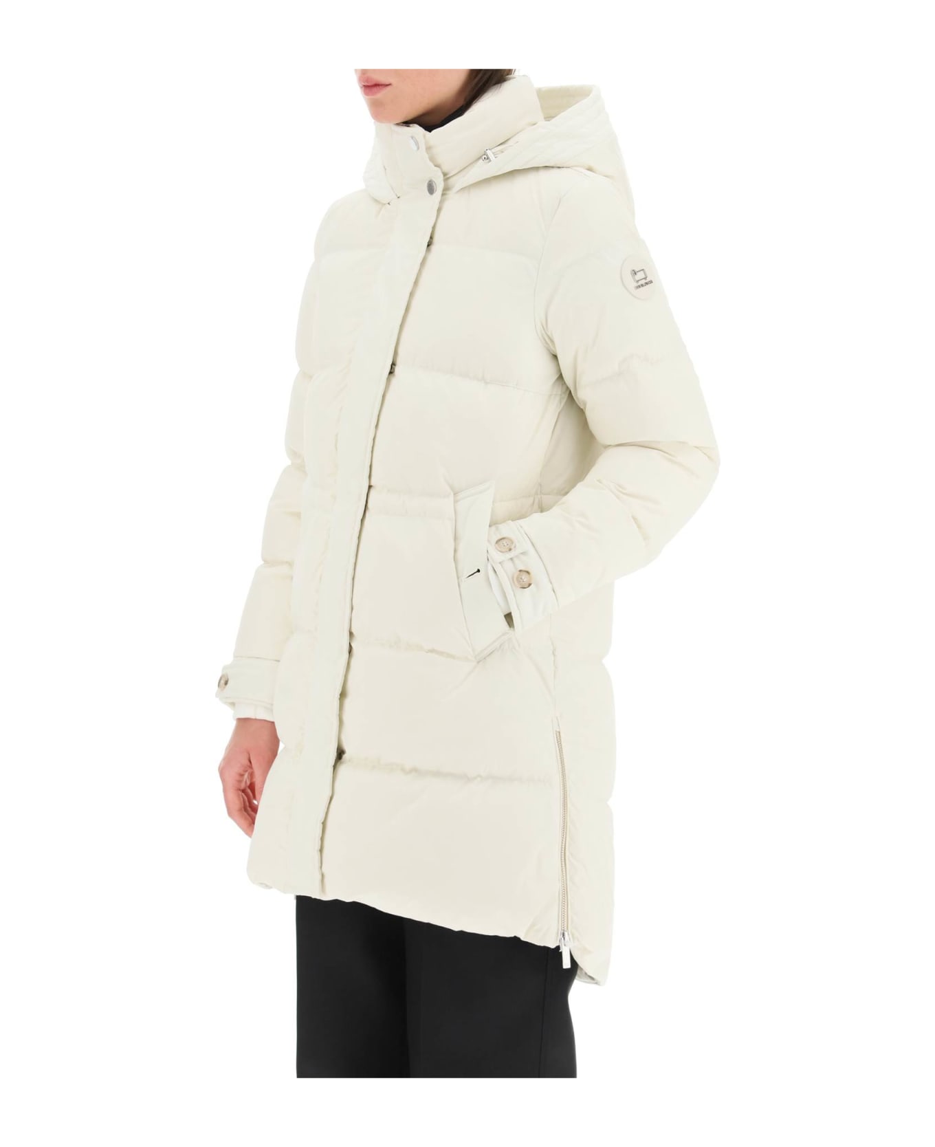 Woolrich Alsea Hooded Long Down Jacket - MILKY CREAM (White)