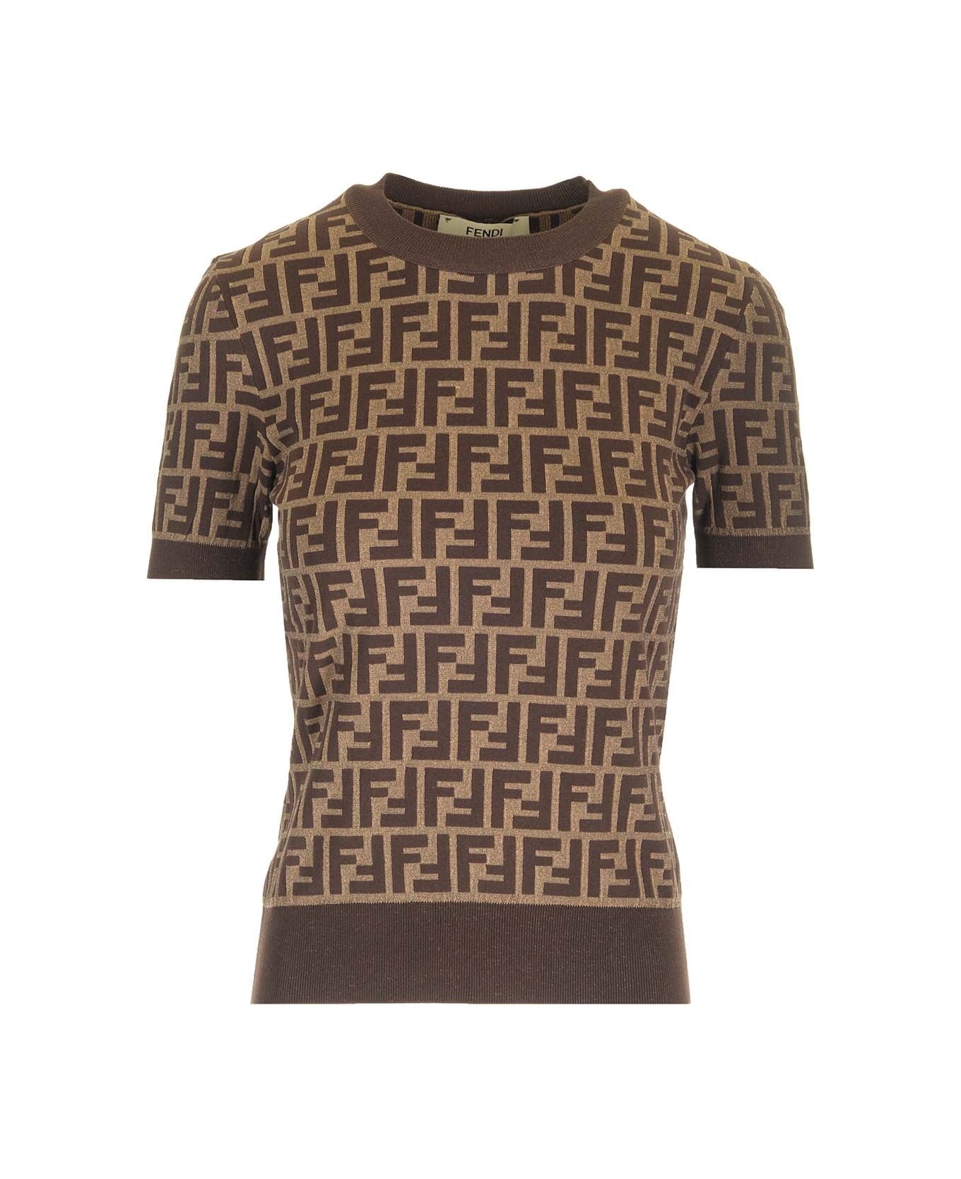 Fendi Ff Cotton Knit Top - Brown