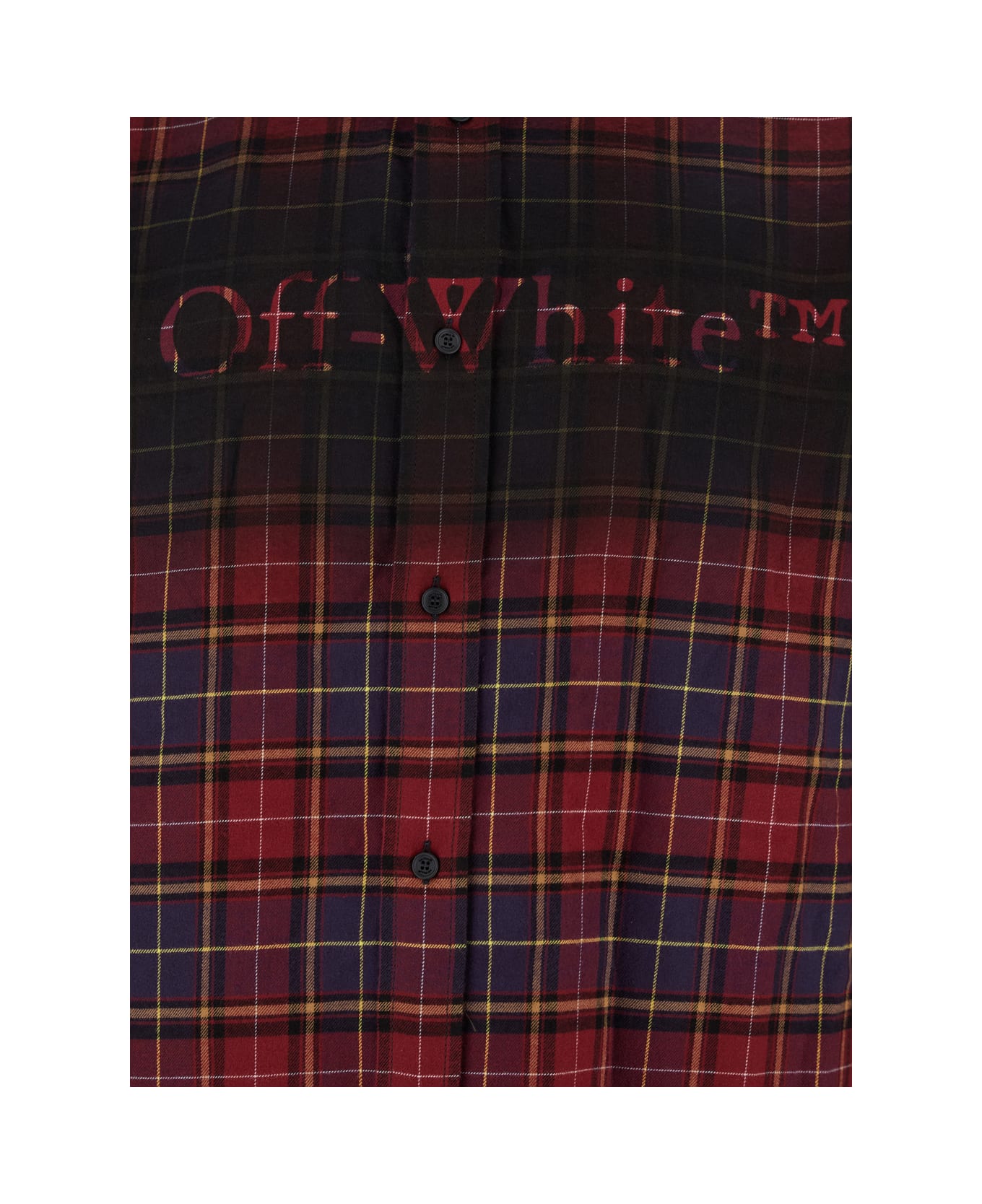 Off-White Bordeaux Shirt With Maxi Logo Lettering On The Front And All-over Check Motif In Wool Man - Bordeaux