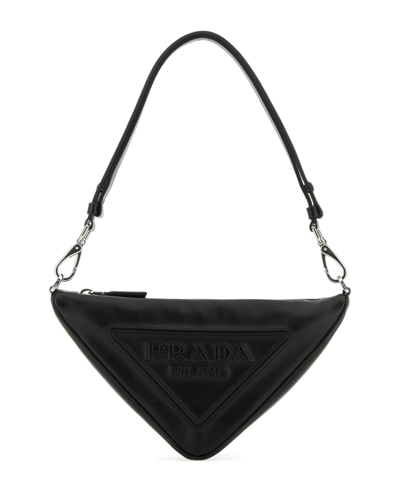 Prada Black Leather Prada Triangle Shoulder Bag - NERO