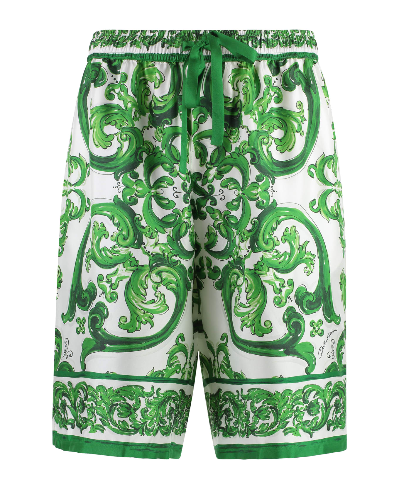Dolce & Gabbana Printed Silk Bermuda Shorts - White