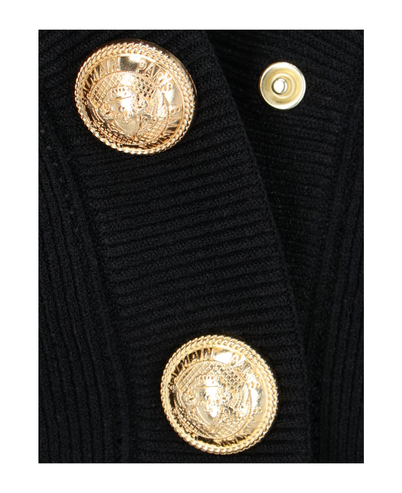 Balmain Gold Buttons Cardigan - Black  