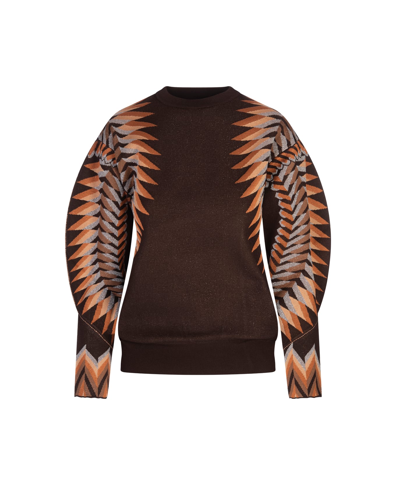 Paco Rabanne Brown Lurex Jacquard Pullover - Brown