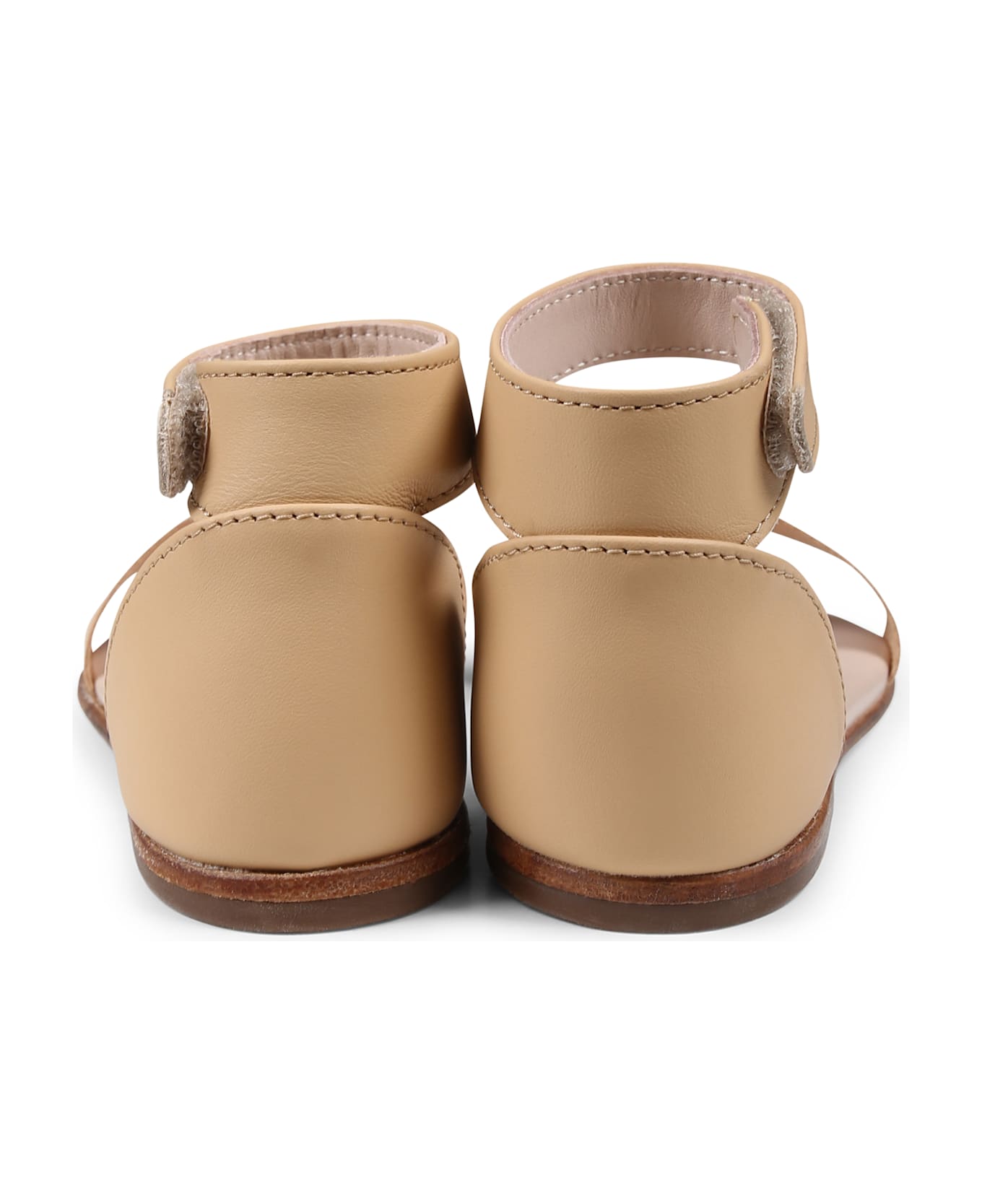 Chloé Beige Sandals For Girl With Logo - Beige