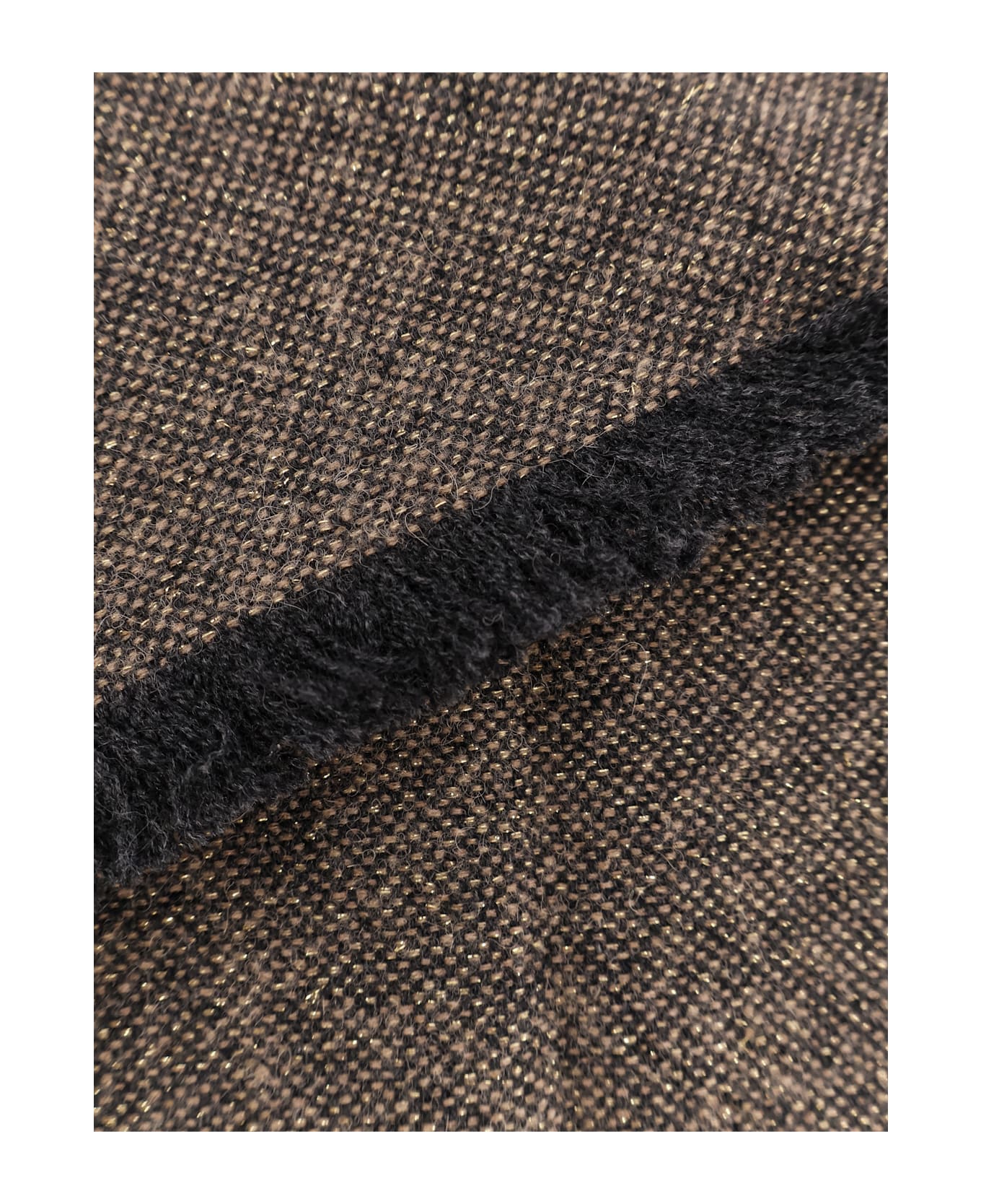 Brunello Cucinelli Cashmere Blend Scarf With Lurex Profiles - BROWN+ANTRACITE