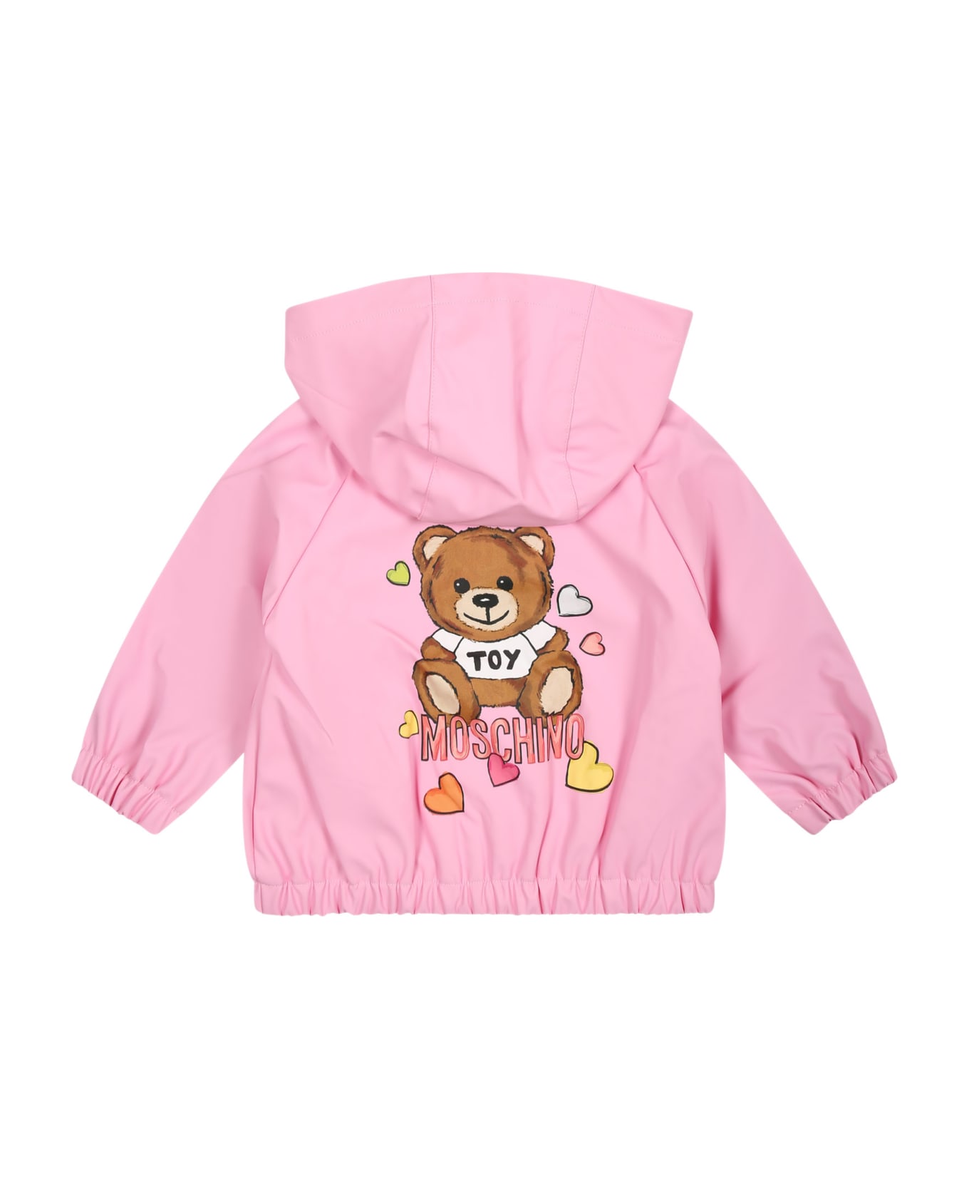 Moschino Pink Windbreaker For Baby Girl With Teddy Bear - Pink