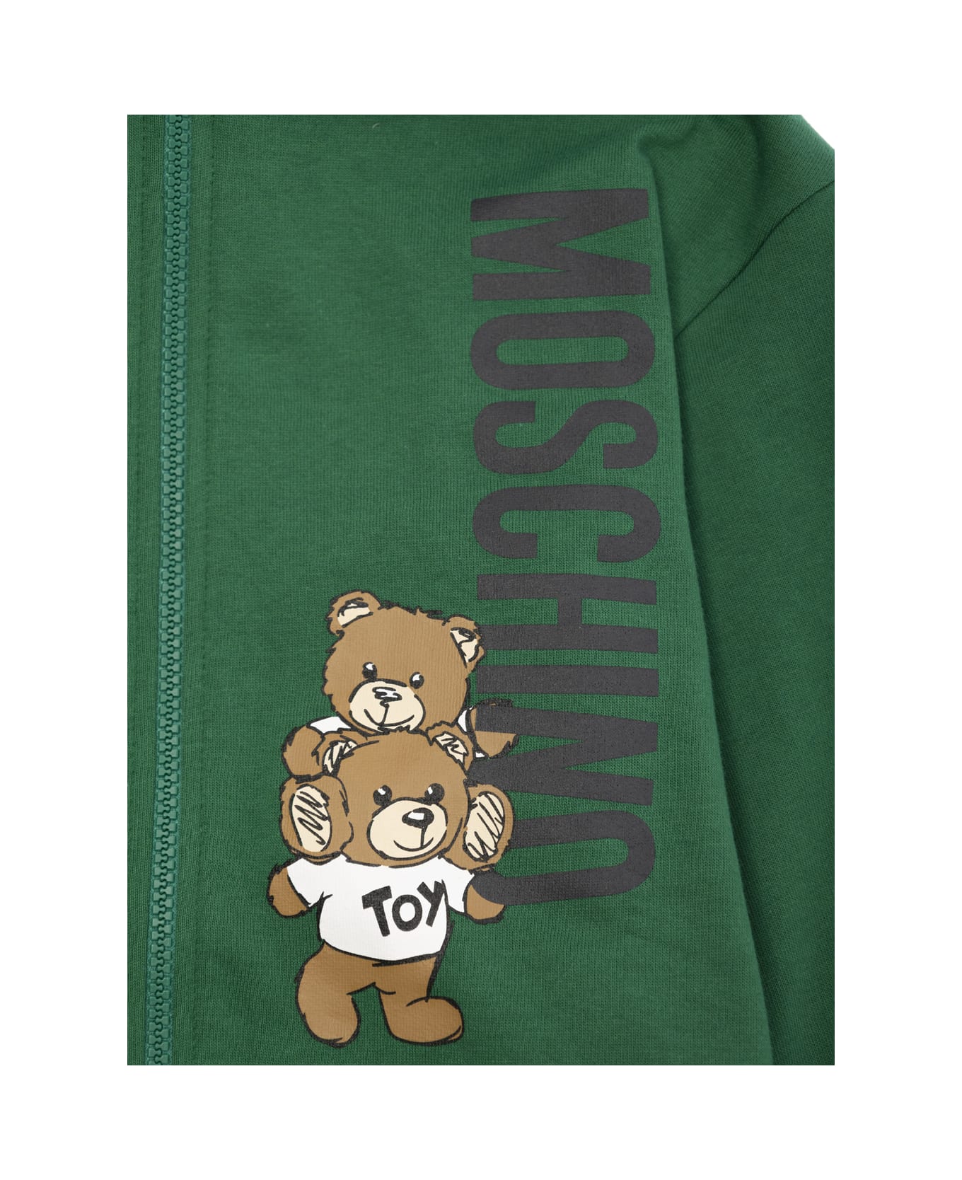 Moschino Green Hoodie With Teddy Print In Cotton Boy - Green