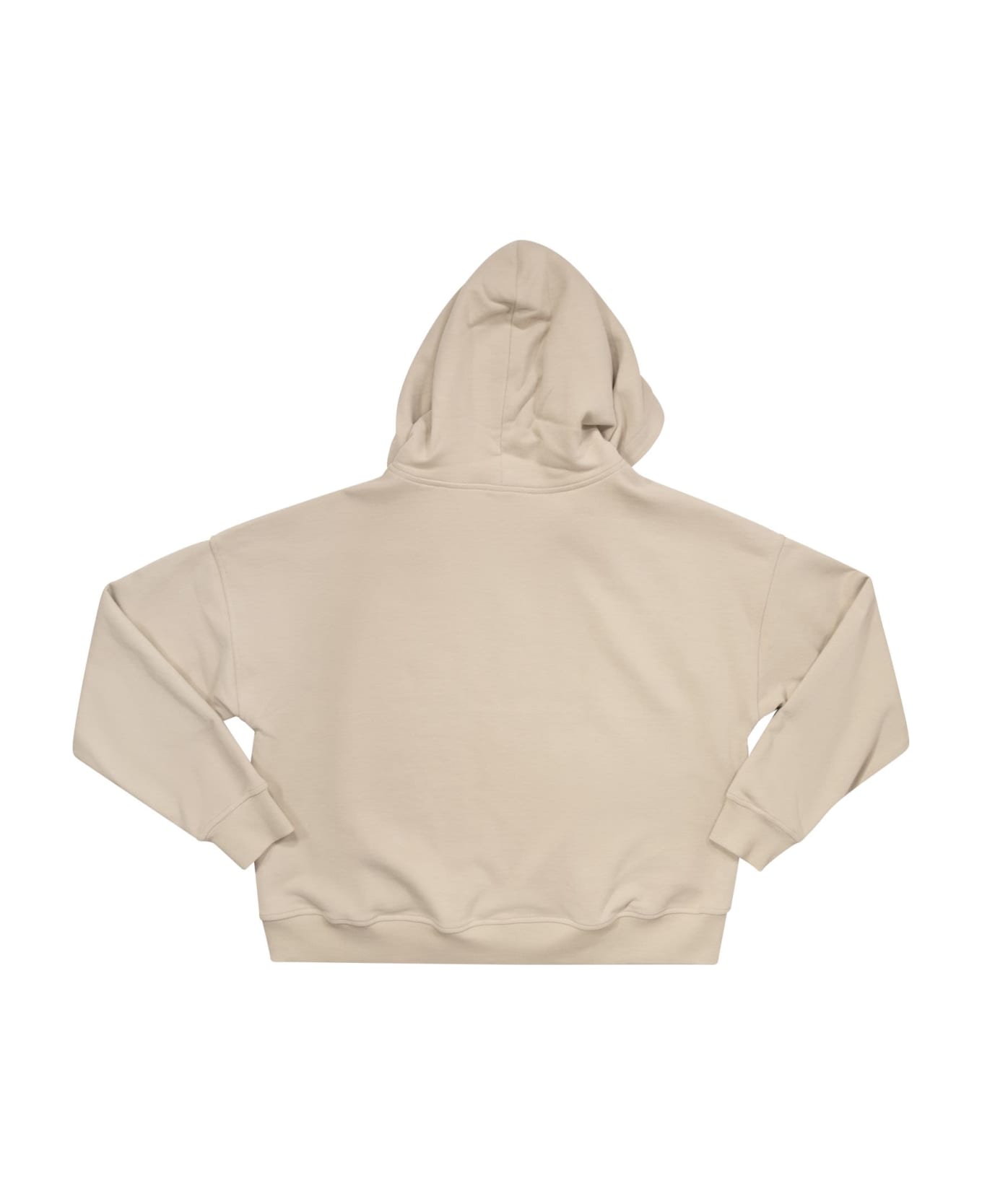 Brunello Cucinelli Smooth Cotton Fleece Topwear With Hood And Embroidery - Beige