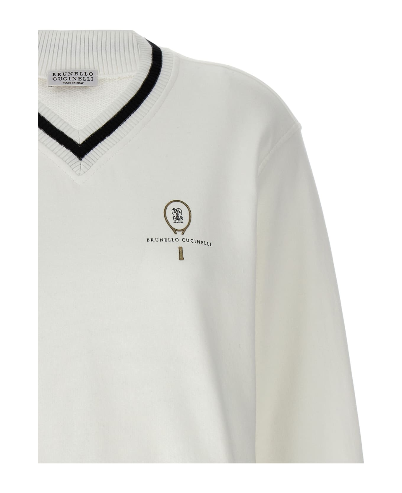 Brunello Cucinelli Logo Embroidery Sweatshirt - White/Black