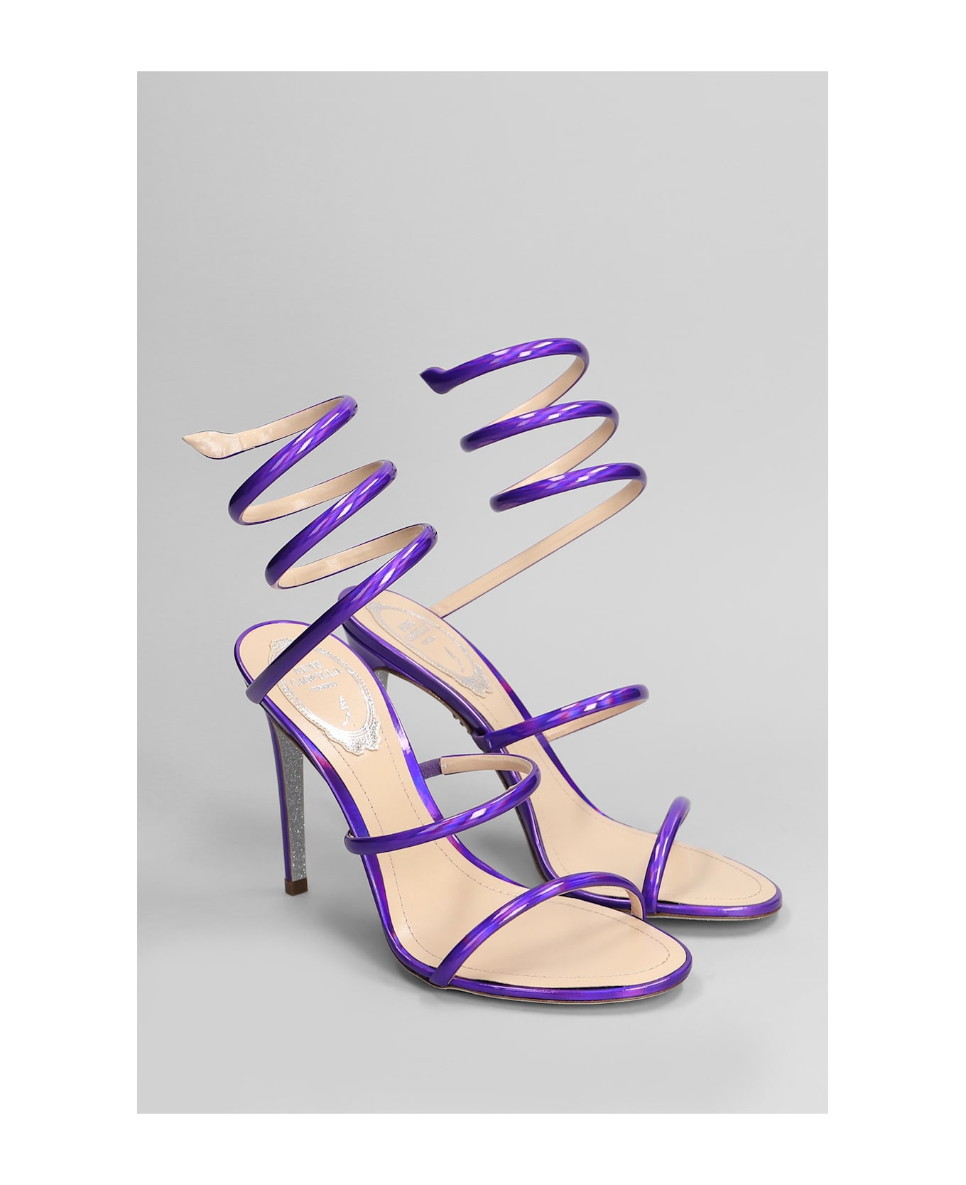 René Caovilla Cleo Metallic Sandals In Viola Leather - Viola