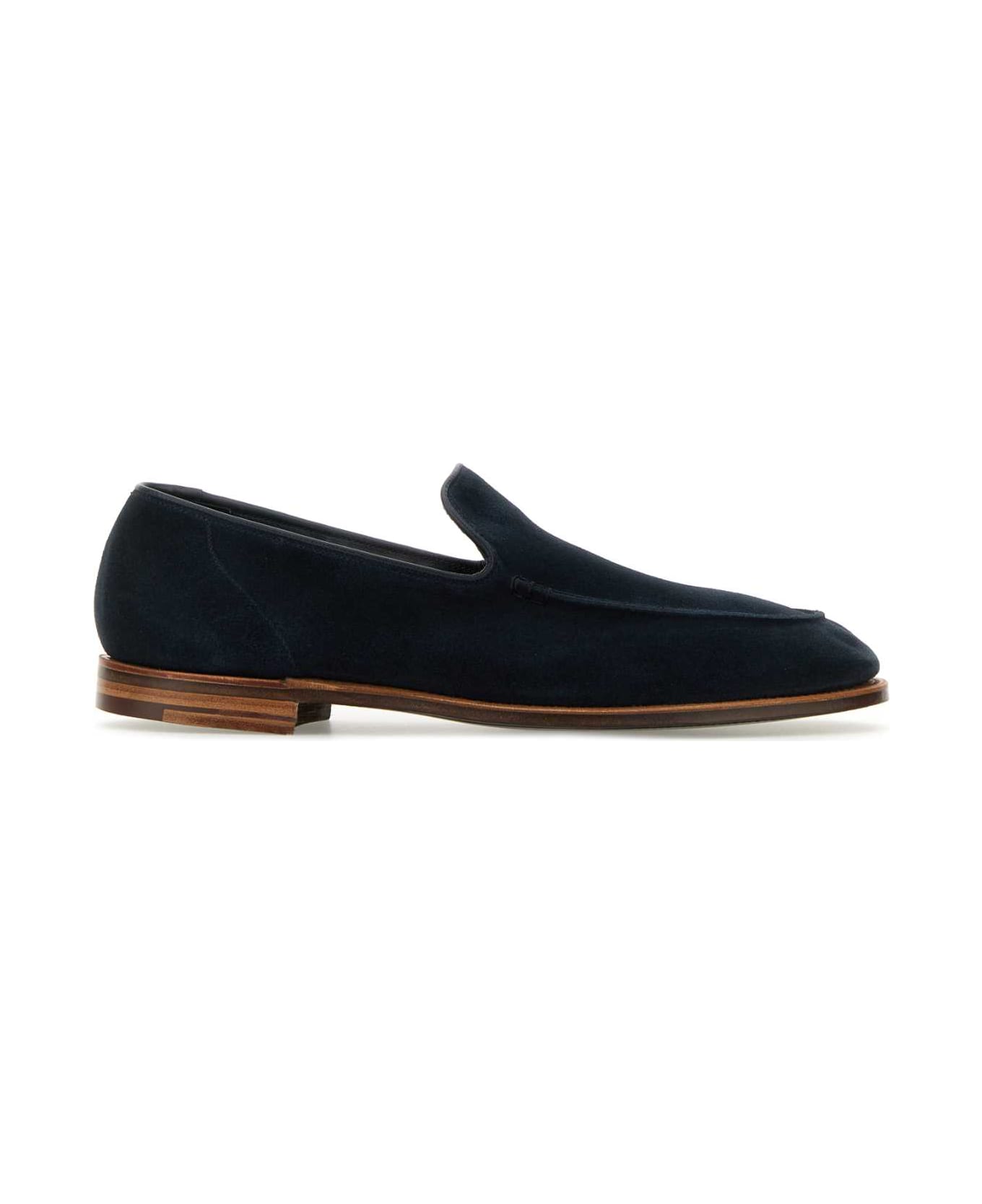 Crockett 
Jones Navy Blue Suede Salcombe Loafers - OCEAN SUEDE ローファー＆デッキシューズ