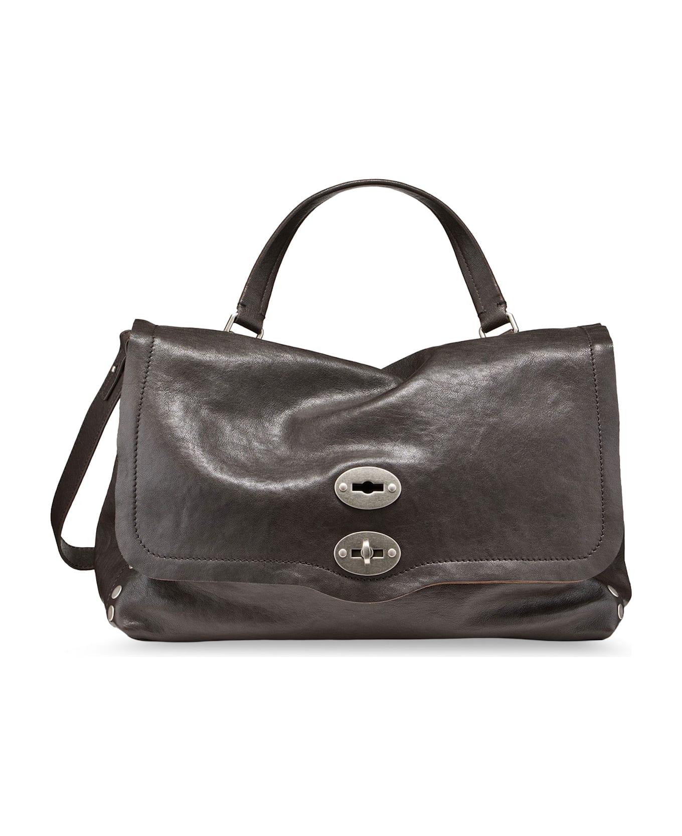 Zanellato Postina Leather Shoulder Bag - Browncarbone