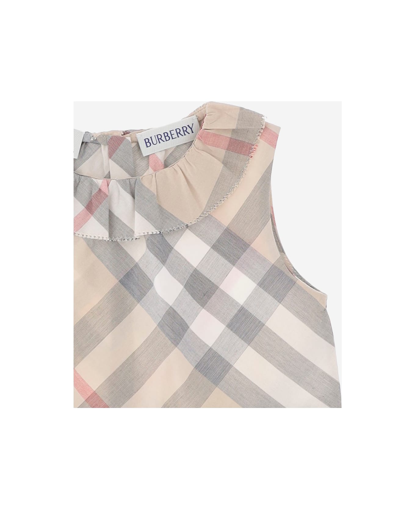 Burberry Cotton Romper With Check Pattern - Red