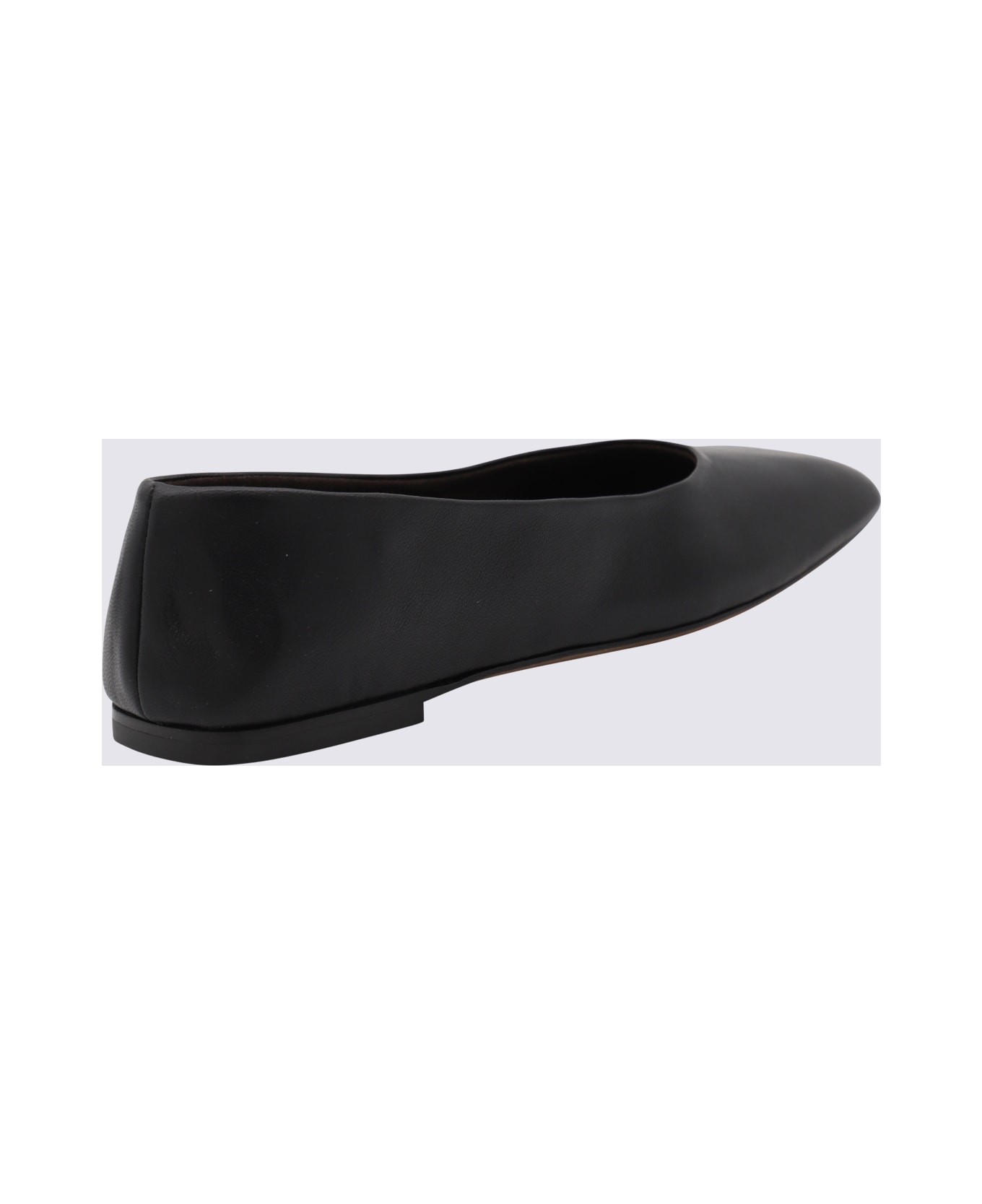 The Row Black Leather Ballerina Shoes - Black