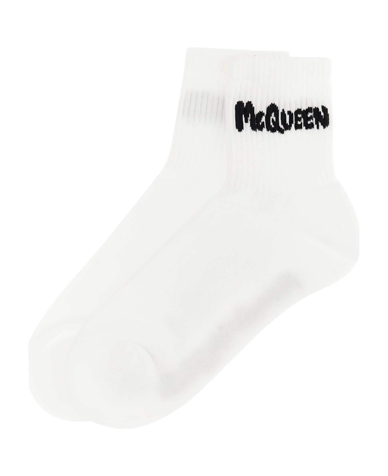 Alexander McQueen Graffiti Logo Socks - BIANCO