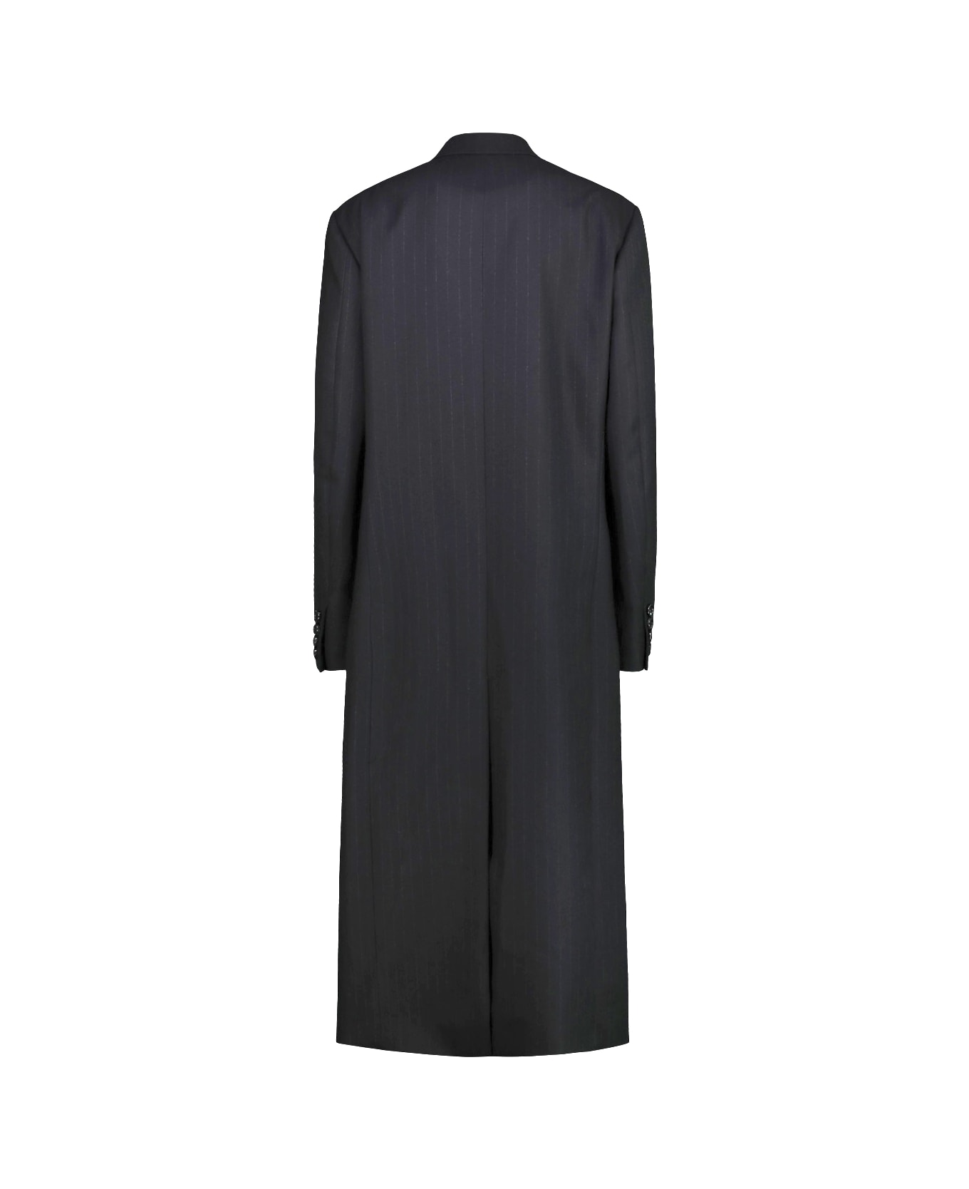 Junya Watanabe Double-breasted Coat In Pinstriped Wool - Grey