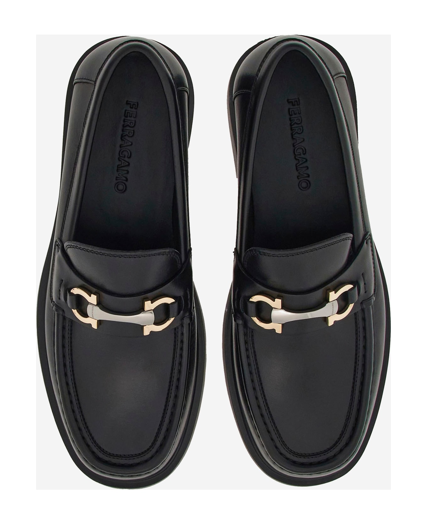 Ferragamo Gancini Embellished Loafers - Black