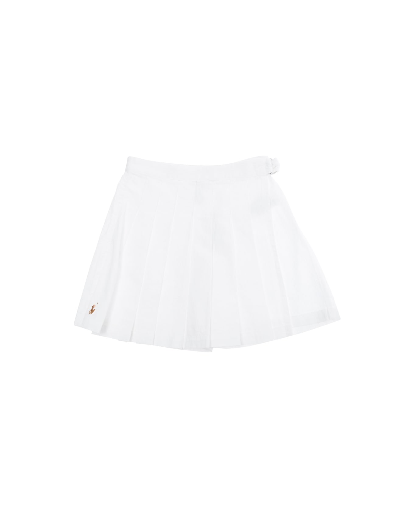 Polo Ralph Lauren White Shorts With Embroidered Pony And Pleated Details On The Front In Cotton Girl - White