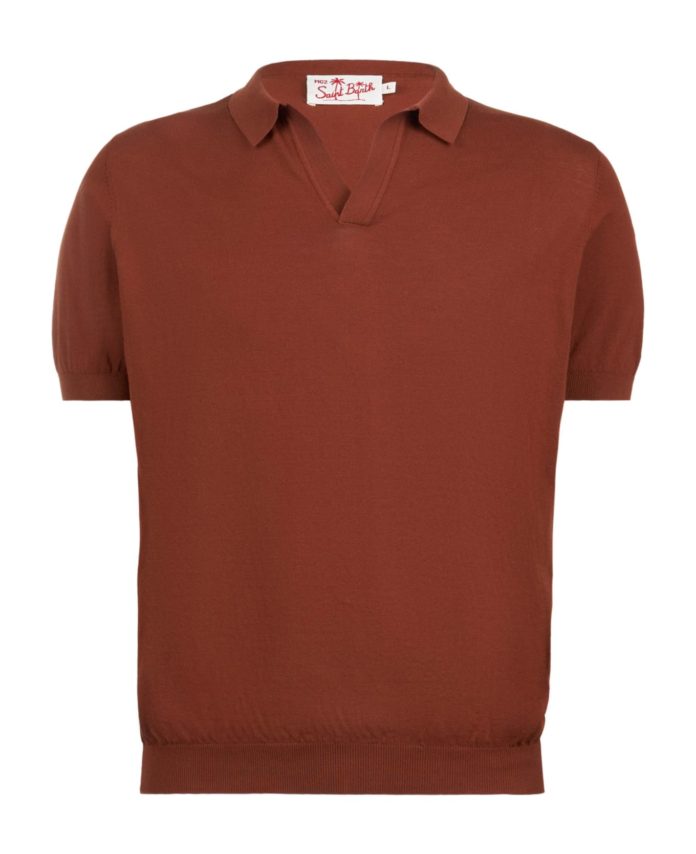 MC2 Saint Barth Man Brown Knitted Polo T-shirt Sloan - BROWN