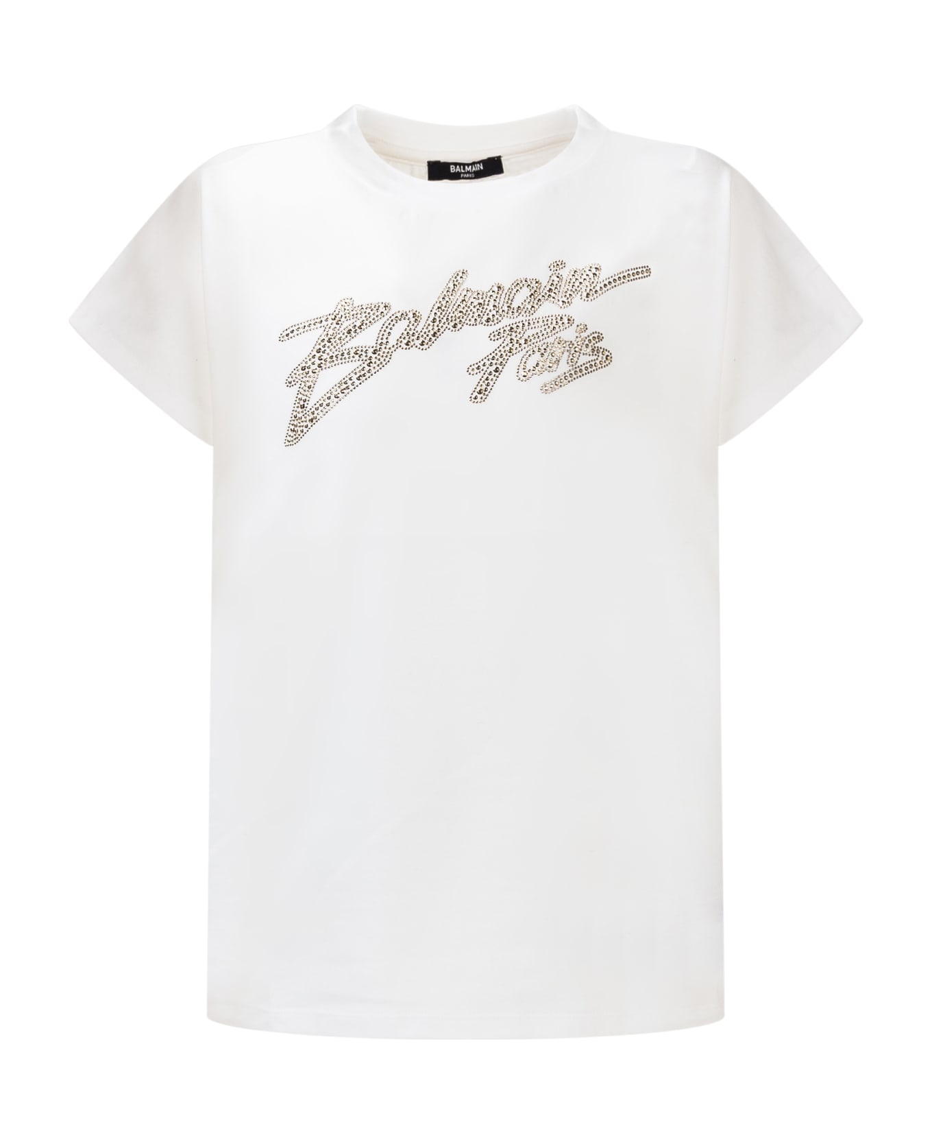 Balmain T-shirt With Logo - WHITE/GOLD