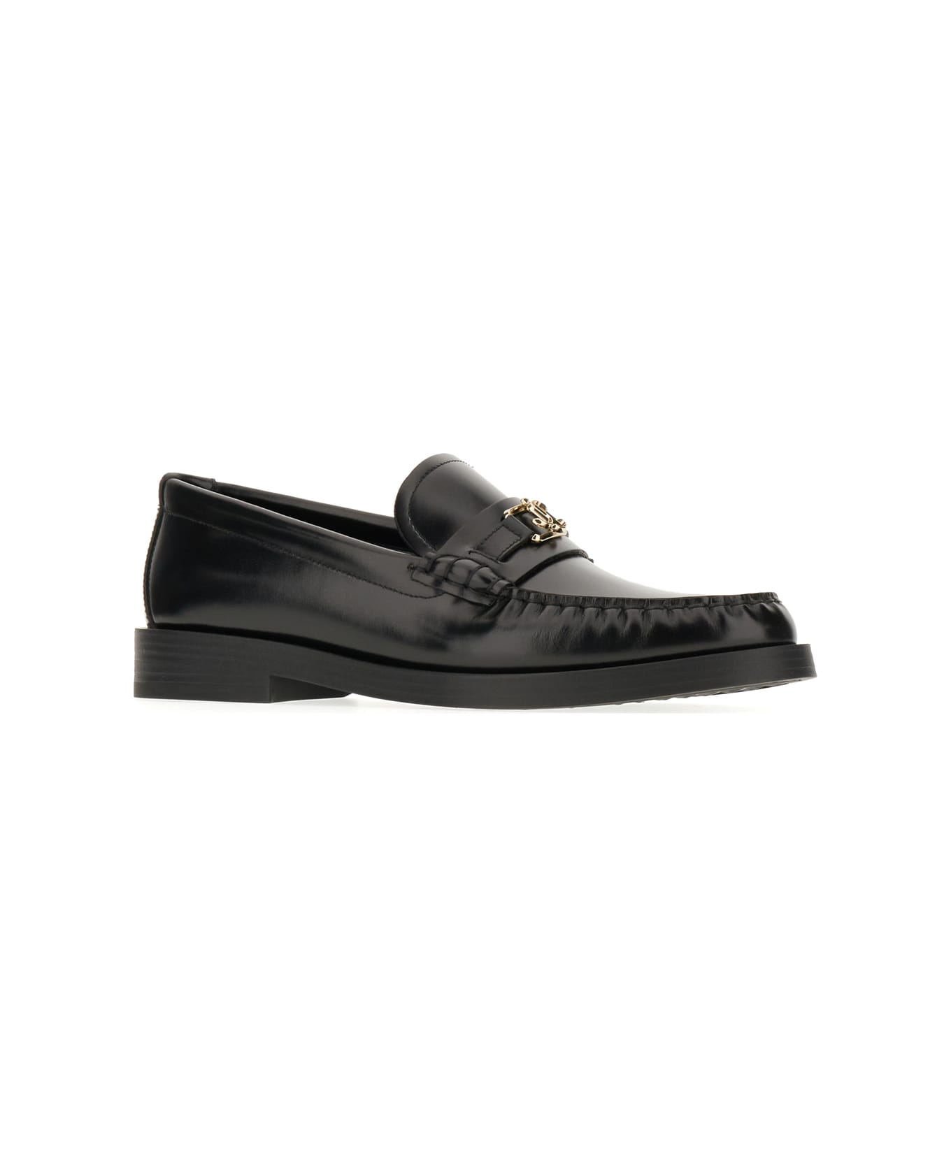 Jimmy Choo Black Leather Addie Loafers - BLACK
