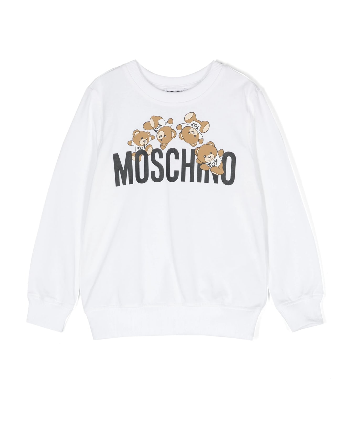 Moschino White Sweatshirt With Moschino Teddy Friends Print - White